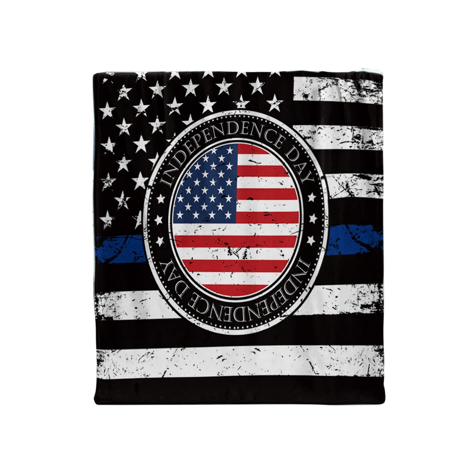 Soft Thickened Flannel Blanket for Office Nap & Home Use - American Flag Printed Warm Blanket - Ideal for Air Conditioning, Sleeping, and Year-Round Comfort (Heated & Cooling Options)