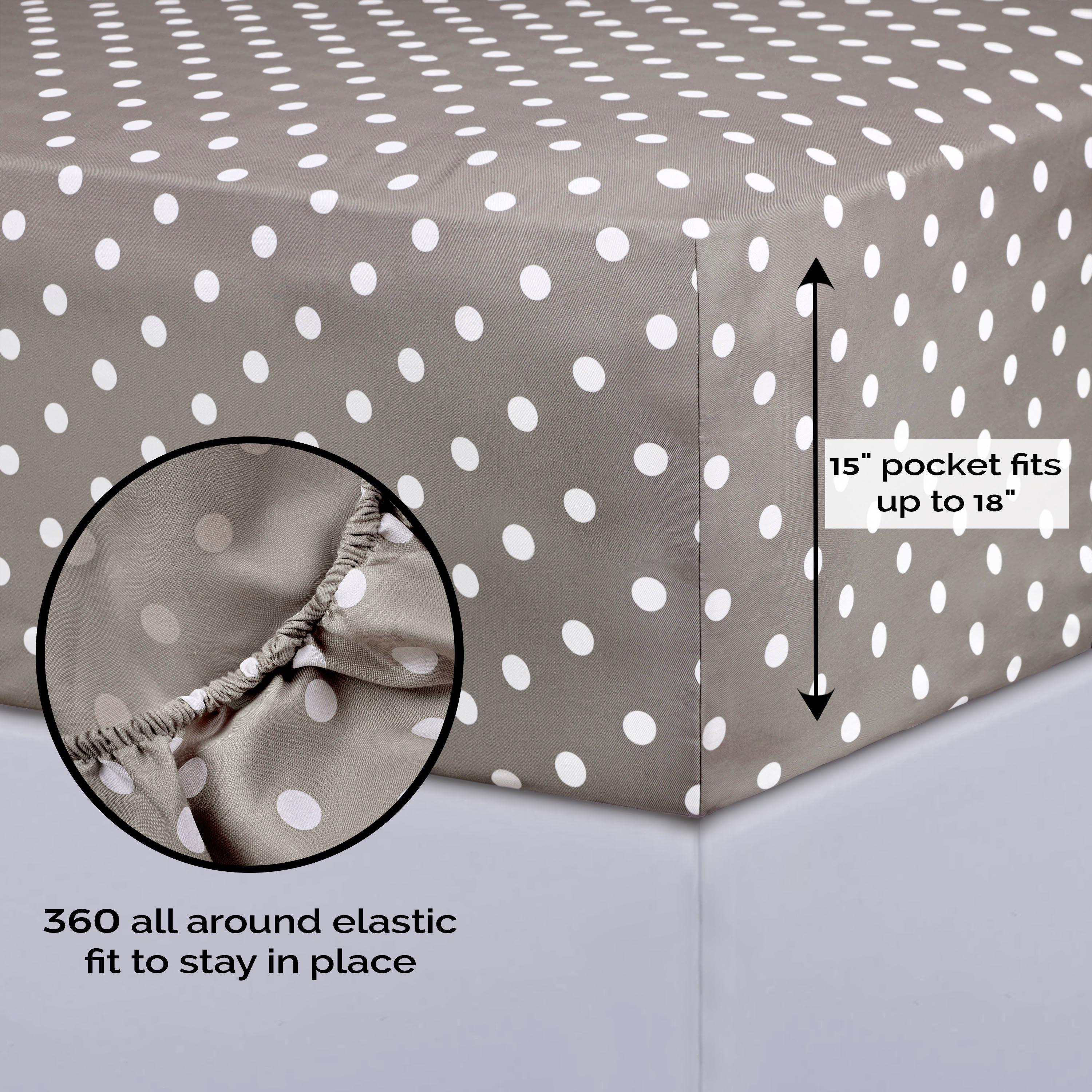 Polka Dot 600 Thread Count Cotton Blend Deep Pocket Sheet Set - Queen Size Bed Sheets for Comfortable Sleep - Perfect for Master Bedroom, Guest Room & Dorm