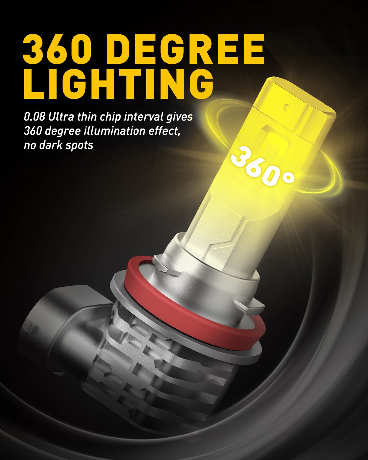 AUXITO H11 H8 H9 H16 LED Fog Light Bulbs - 3000K Golden Yellow, 26W Fanless Design with CSP LED Chips - Perfect for Off-Road, Truck & SUV Fog Lights in Rainy or Foggy Conditions