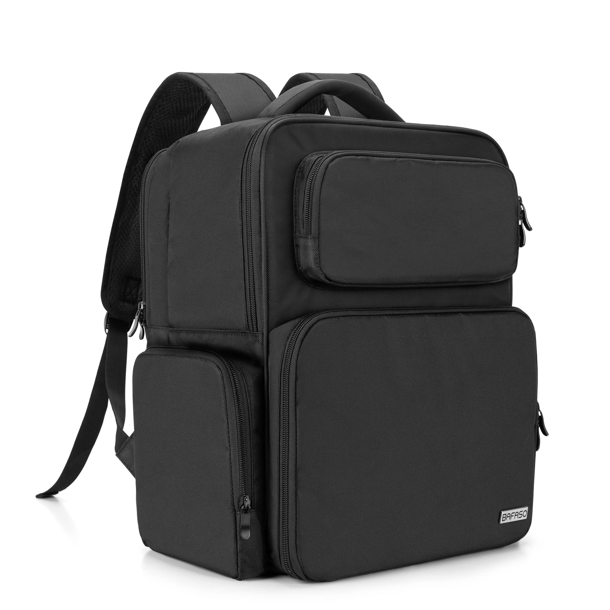 BAFASO Professional Large Makeup Backpack with Laptop Sleeve - Waterproof Cosmetic Organizer Bag for Travel, Salon & Makeup Artists - Black