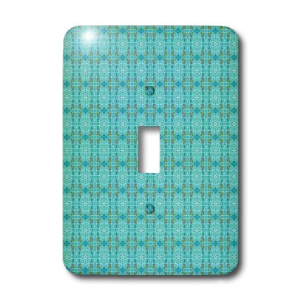 3D Rose Turquoise and Beige Diamond Pattern Light Switch Cover - Decorative Wall Plate for Bedroom, Living Room, Nursery & Home Decor