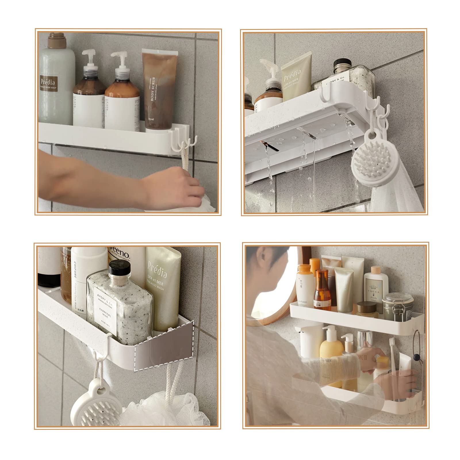 Wall Mounted Shower Caddy - Rustproof Bathroom Organizer with No Drilling Installation, Perfect for Small Spaces & Apartment Showers - Ideal for Storing Shampoo, Conditioner & Bath Essentials