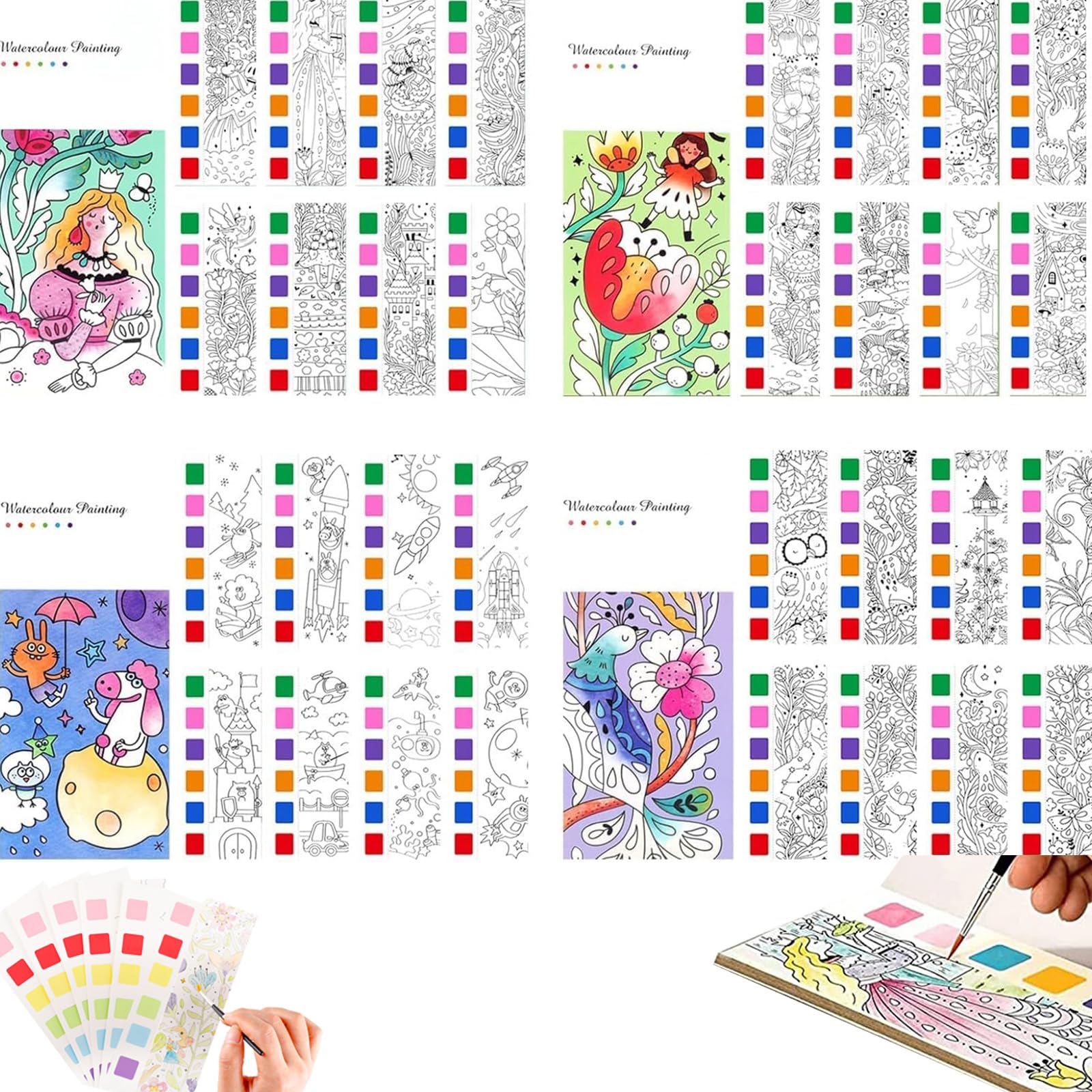 Mini Watercolor Paint Pad Set - 4PCS Portable Pocket Watercolor Painting Book for Adults, Kids, Boys & Girls - Perfect for Travel, Art Therapy, Sketching & DIY Projects