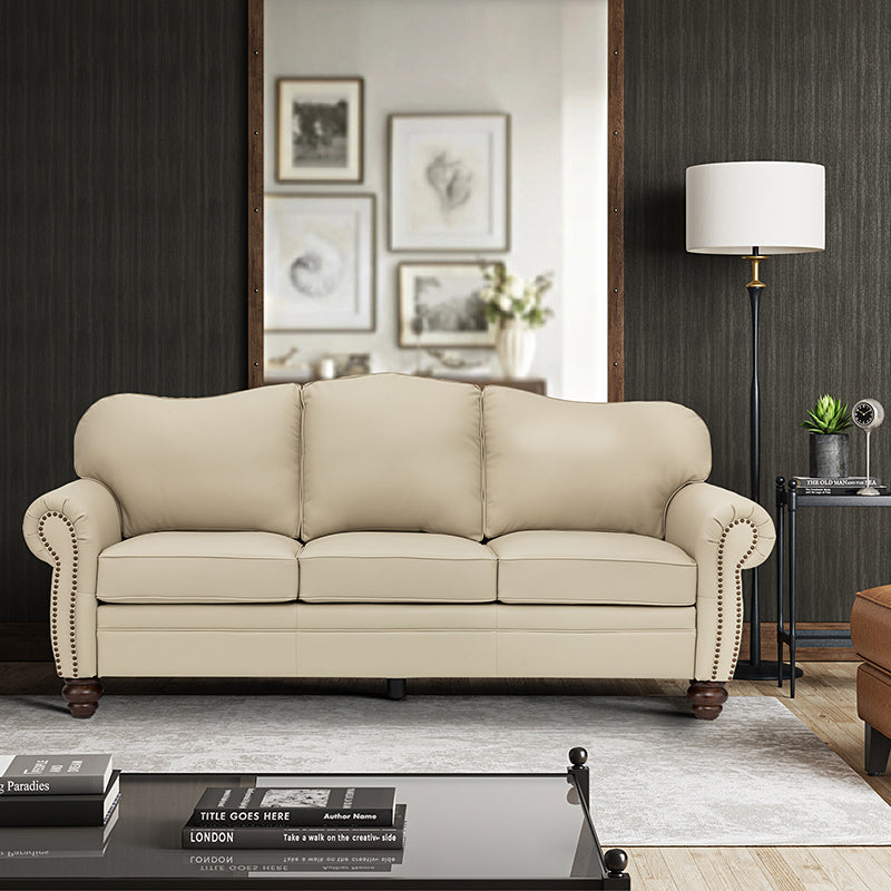 Flavio 81 Genuine Leather Sofa - Premium Full Grain Leather Couch for Living Room, Lounge & Office - Comfortable Modern Sectional Sofa with Sturdy Wood Frame