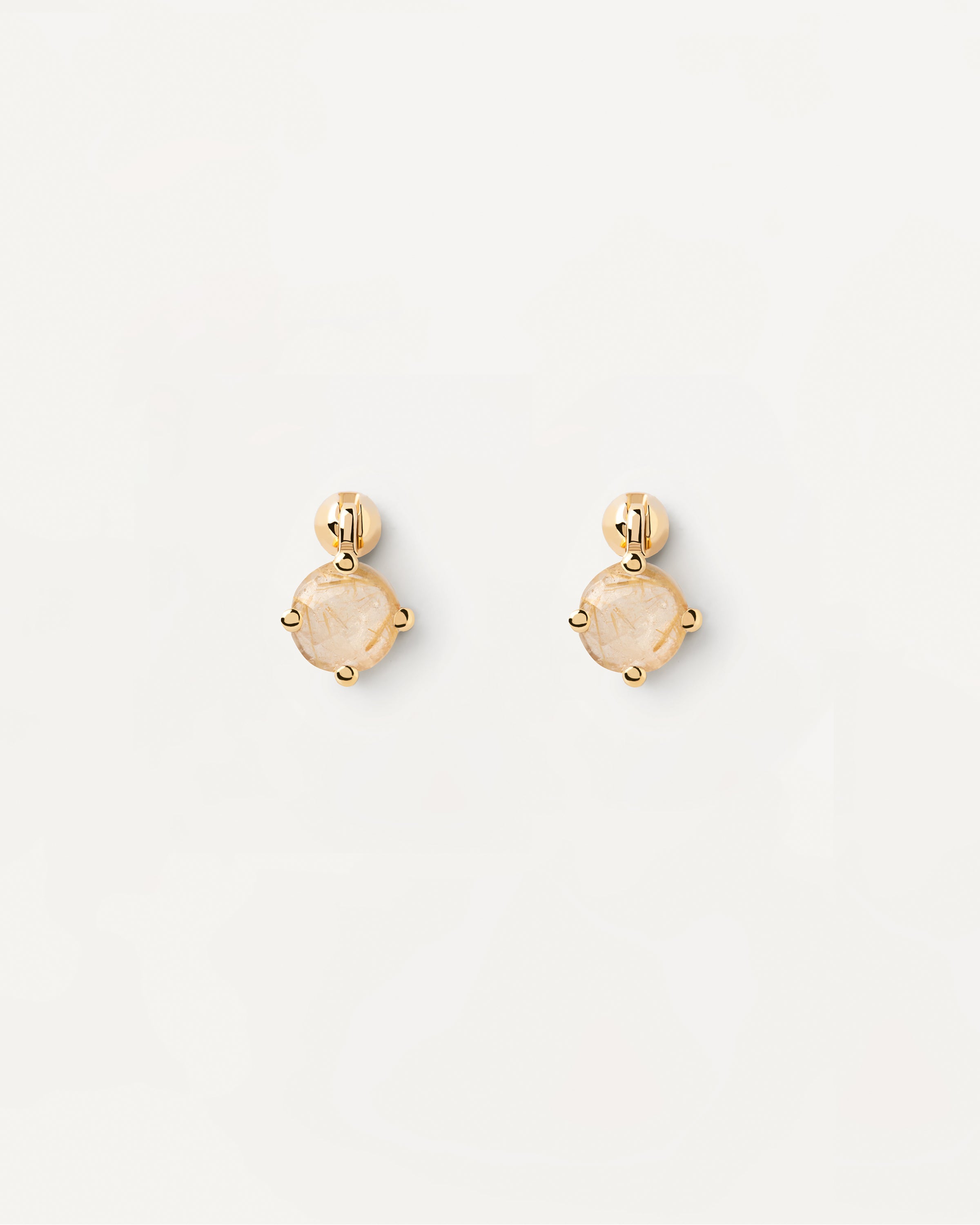 Kimi Rutilated Quartz Single Earring - Elegant Gold-Plated Crystal Stud Earring for Women | Perfect for Parties, Weddings & Everyday Wear