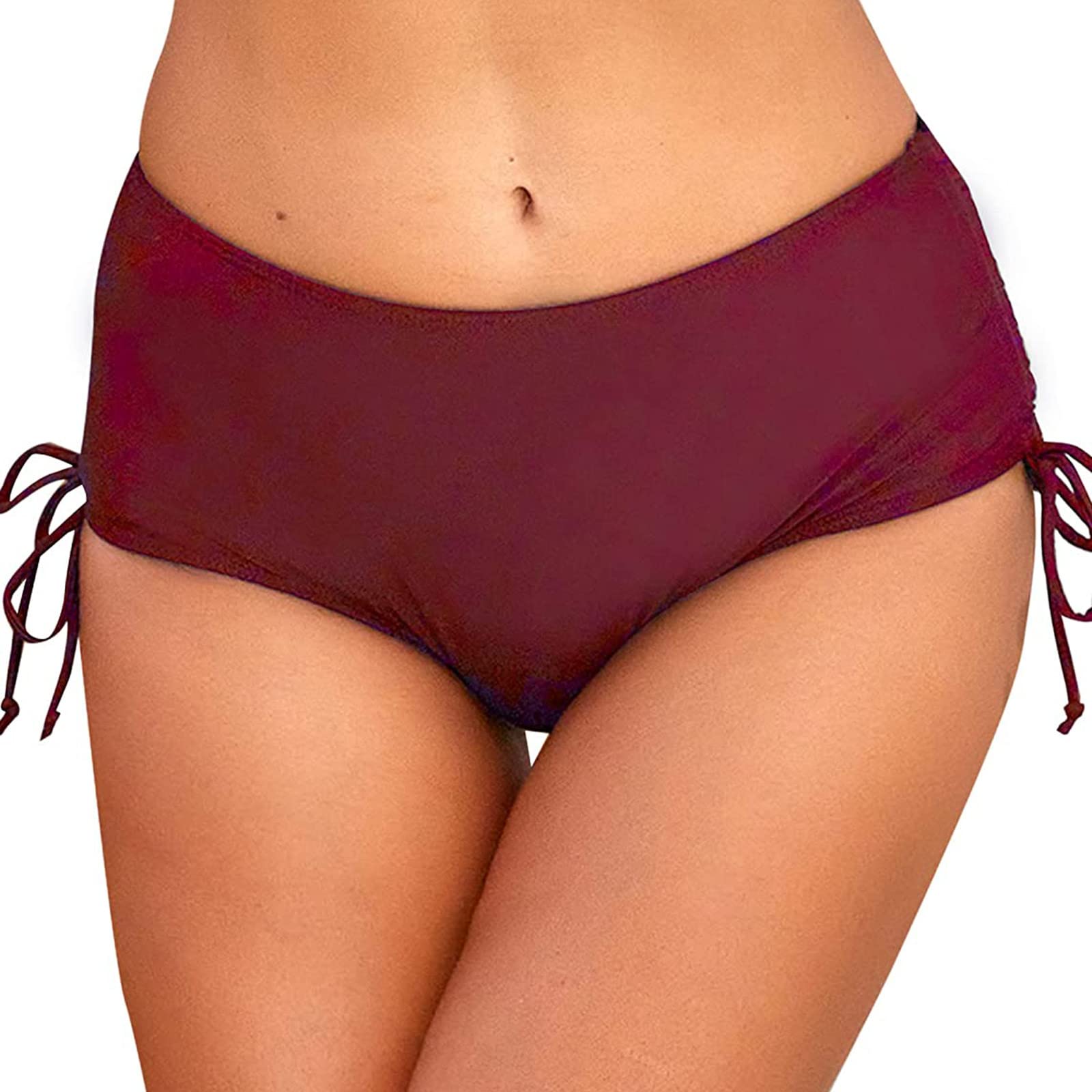 Women's Ruched Drawstring Waist Wrinkled Shorts - High Waist Bikini Swim Bottoms for Running, Beach & Poolside | Comfortable Stretchy Swimwear for Summer Vacations