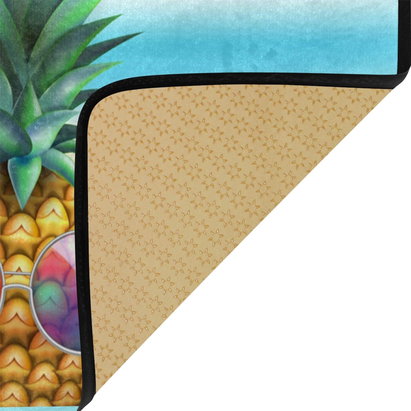 Non-Slip Pineapple Kitchen Rug Mat 39x20 Inch - Funny Soft Bathroom Doormat & Runner for Home Decor - Perfect for Kitchen, Bathroom, Laundry Room & Entryway