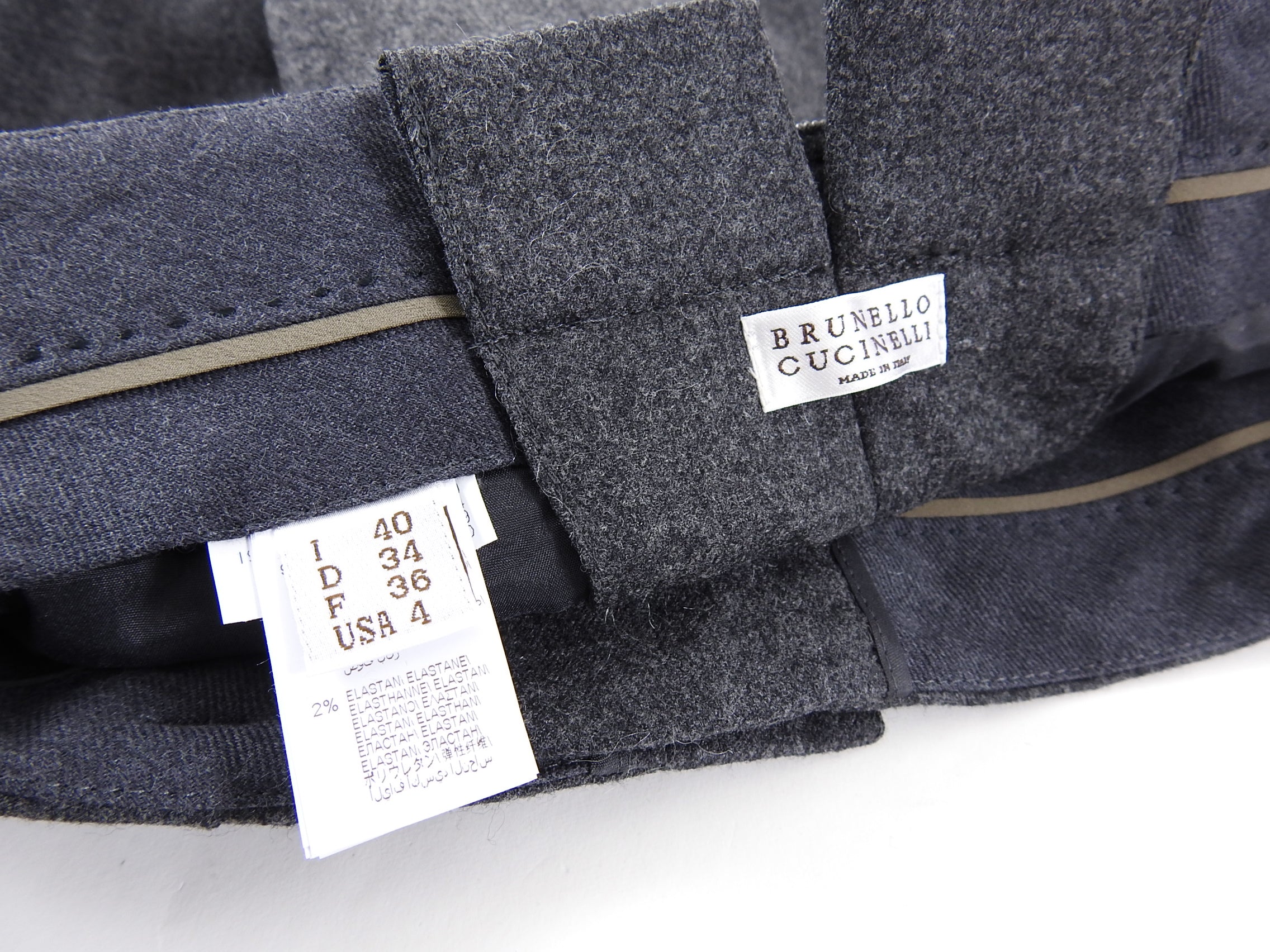 Brunello Cucinelli Grey Wool Short Skirt with Monili Bead Belt - Women's Luxury Fashion Skirt for Office, Party & Special Occasions