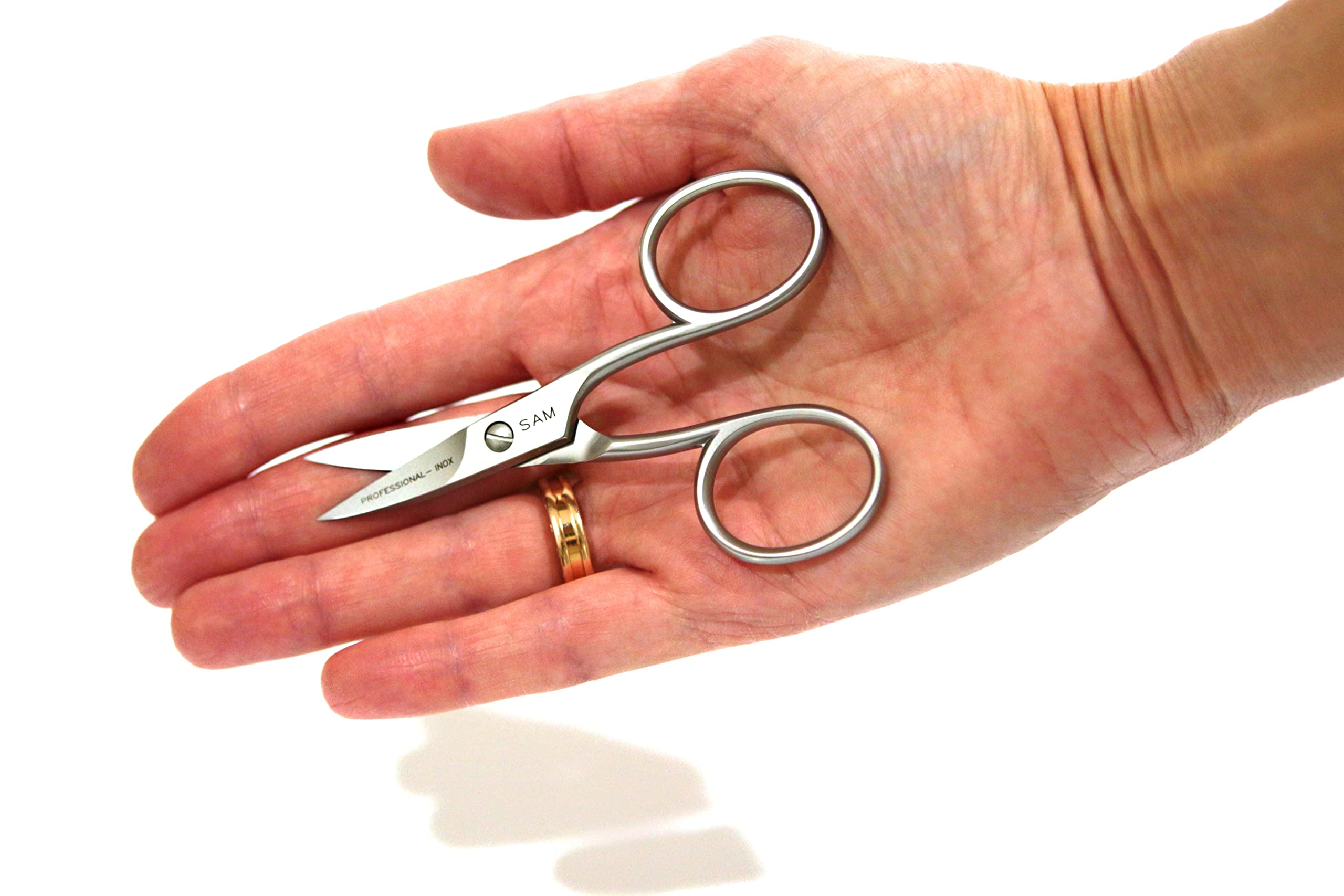 Professional SAM Curved Manicure Scissors - 9cm Stainless Steel Nail Clippers for Precise Trimming | Perfect for Home Salon, Travel & DIY Nail Care