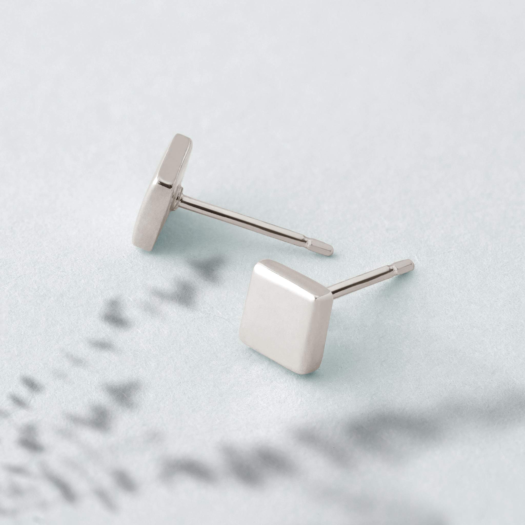 Boma Jewelry Sterling Silver Square Geometric Stud Earrings for Women - Minimalist Chic Earrings for Everyday Wear, Gift Giving & Special Occasions