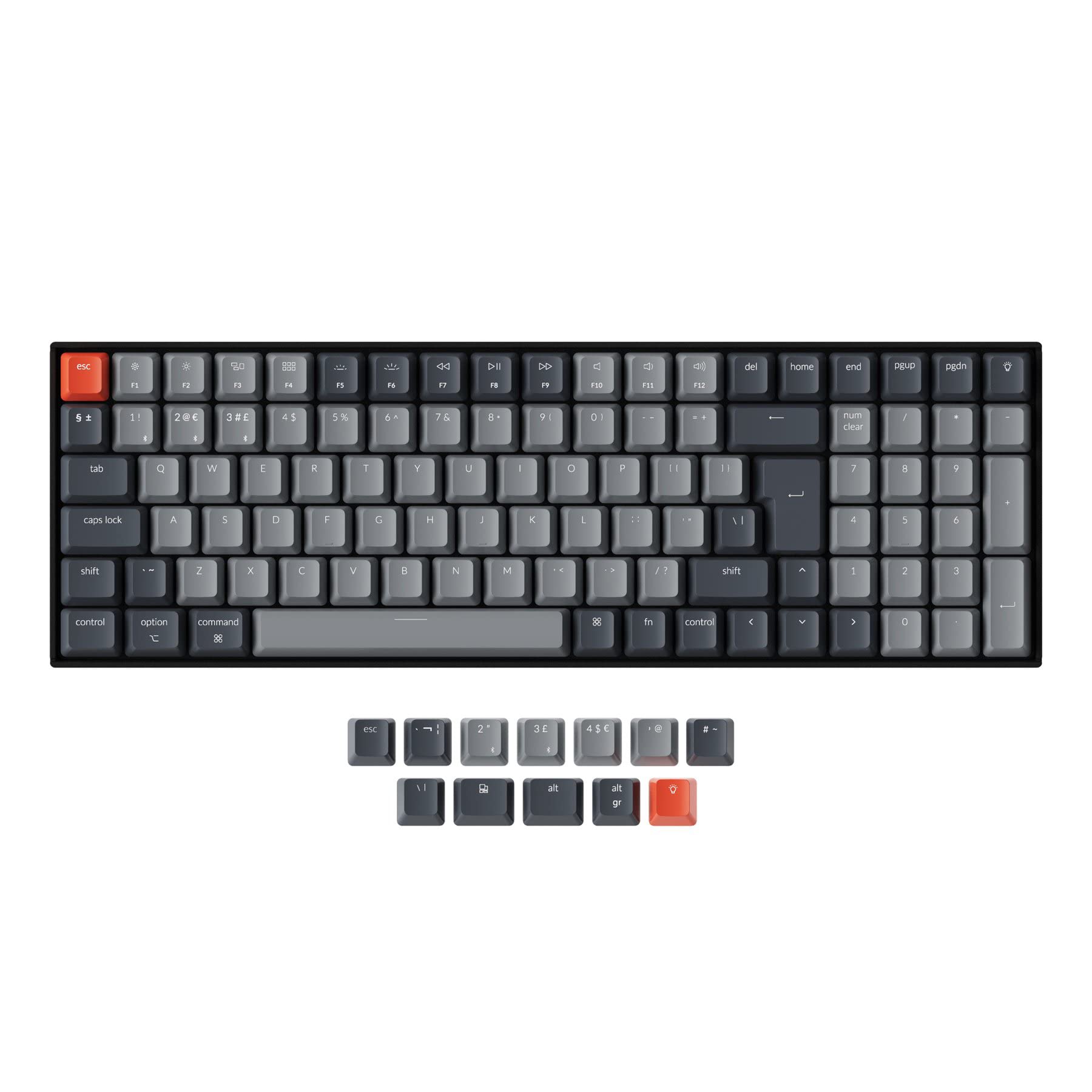 Keychron K4 V2 Wireless Mechanical Keyboard - 96% ISO-UK Layout, 100 Keys, Gateron Red Switches, White LED Backlight, Bluetooth/USB-C for Mac & Windows | Perfect for Gaming, Office Work & Programming