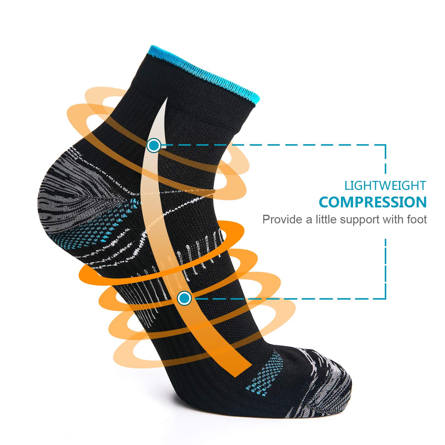 5 Pairs Lightweight Compression Running Socks for Men & Women - Breathable Athletic Sports Socks for Jogging, Hiking, Gym Workouts & Marathon Training