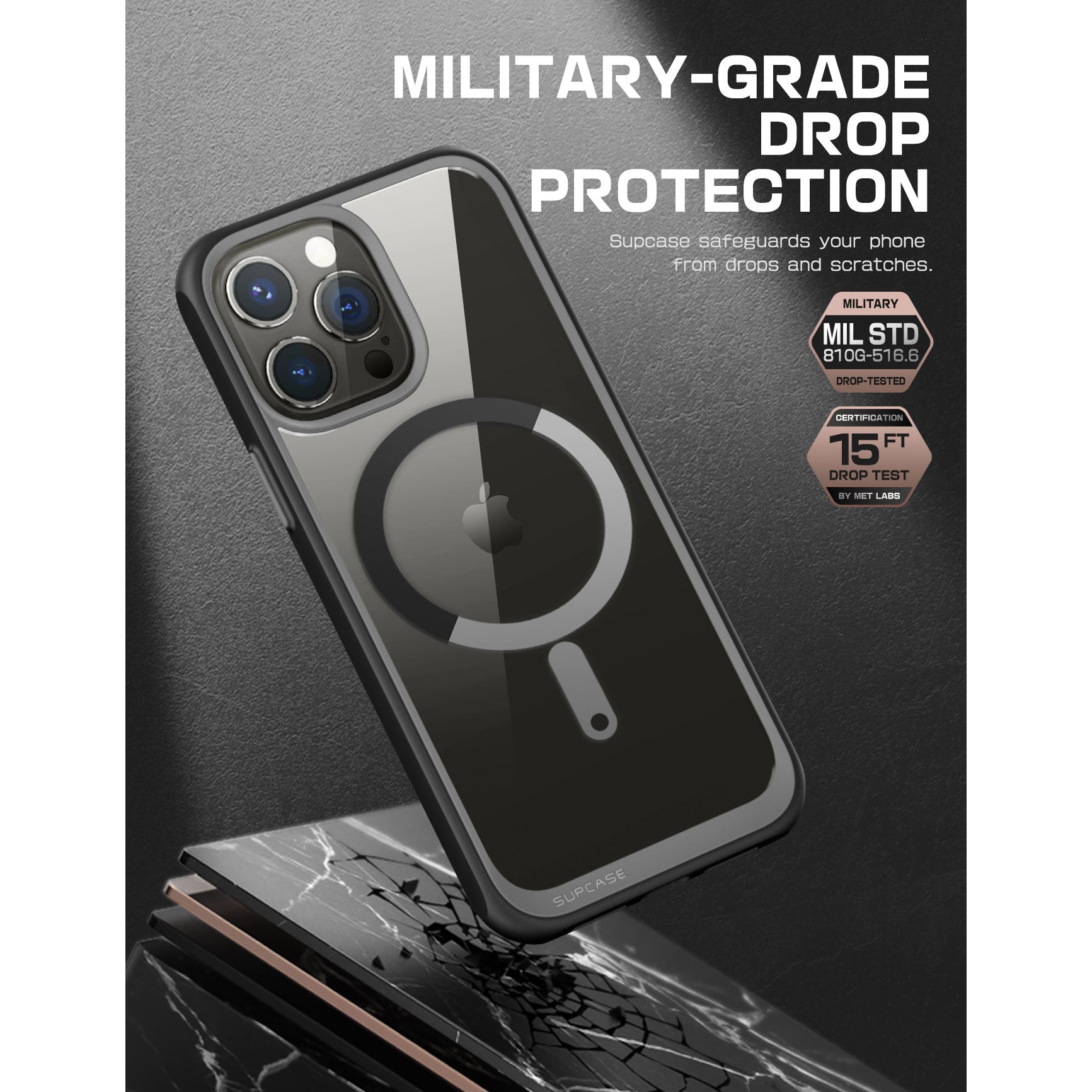 iPhone 15 Pro Max 6.7 Inch Unicorn Beetle MAG Slim Clear MagSafe Protective Case - Shockproof & Scratch Resistant Cover for Everyday Use, Work & Travel (Black)