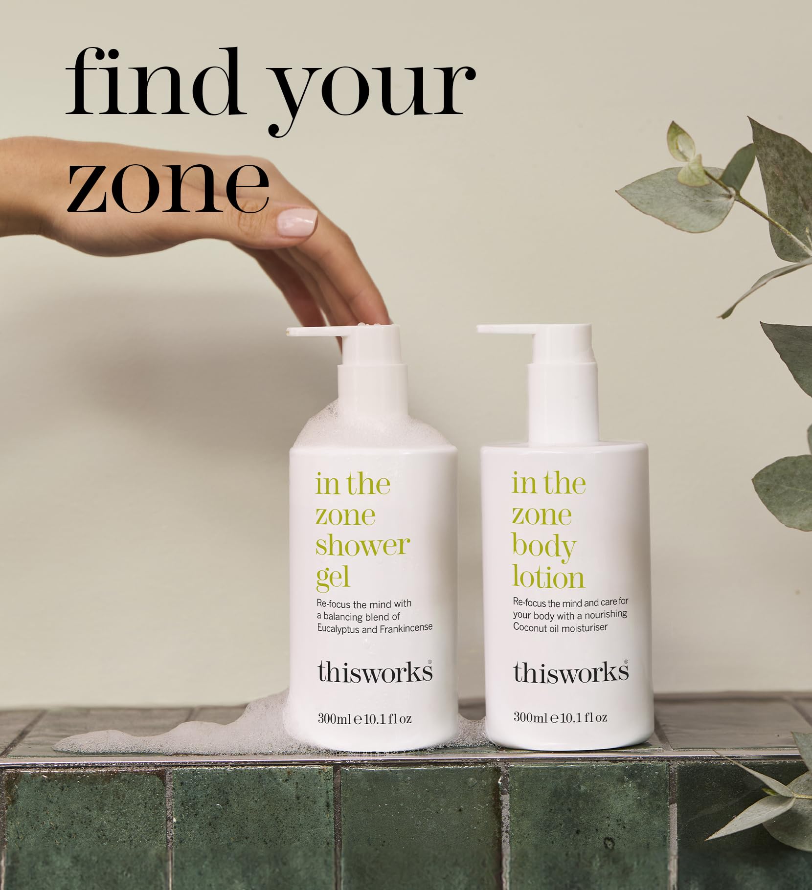 This Works In The Zone Shower Gel - Refreshing Eucalyptus & Frankincense Body Wash for Cleansing, Soothing & Revitalizing Skin | Aromatherapy Formula, 10.1 oz / 300ml | Perfect for Morning Refreshment & Post-Workout Relaxation