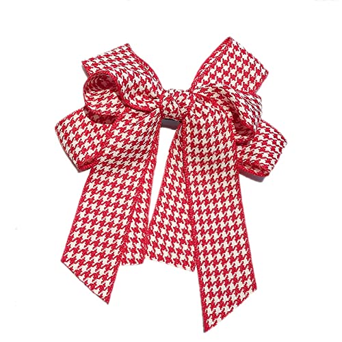 Big Bow Hair Clip for Girls - Plaid Side Hair Clips, Spring Hair Accessories (Rose Red) - Perfect for School, Parties, and Everyday Fashion