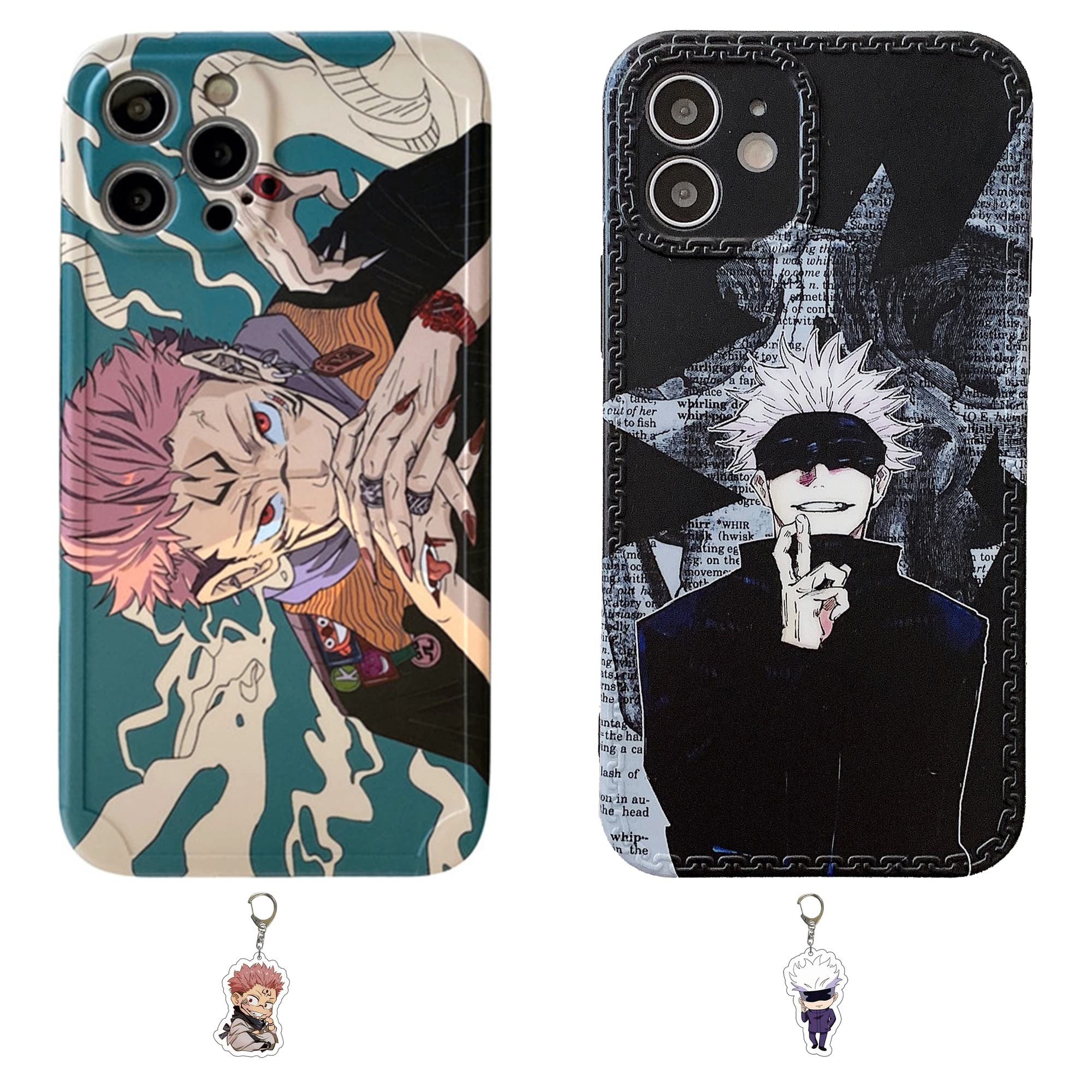 Anime Phone Case for iPhone 12 Pro Max/11/13/XR/XS - Cute Cartoon Character Design Protective Cover with Free Keychain - Perfect for Anime Fans, Cosplay Events & Daily Use