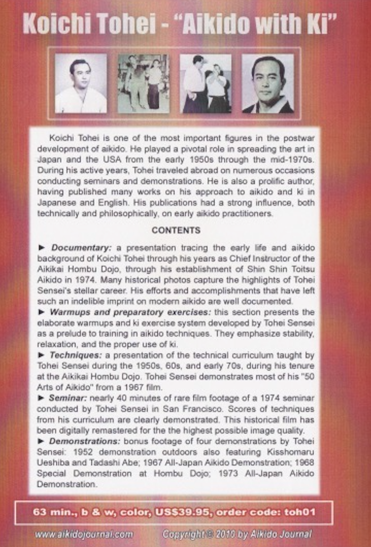 Koichi Tohei Aikido With Ki DVD - Used | Authentic Japanese Martial Arts Training for Beginners & Advanced Practitioners | Perfect for Home Dojo Practice & Self-Defense Learning