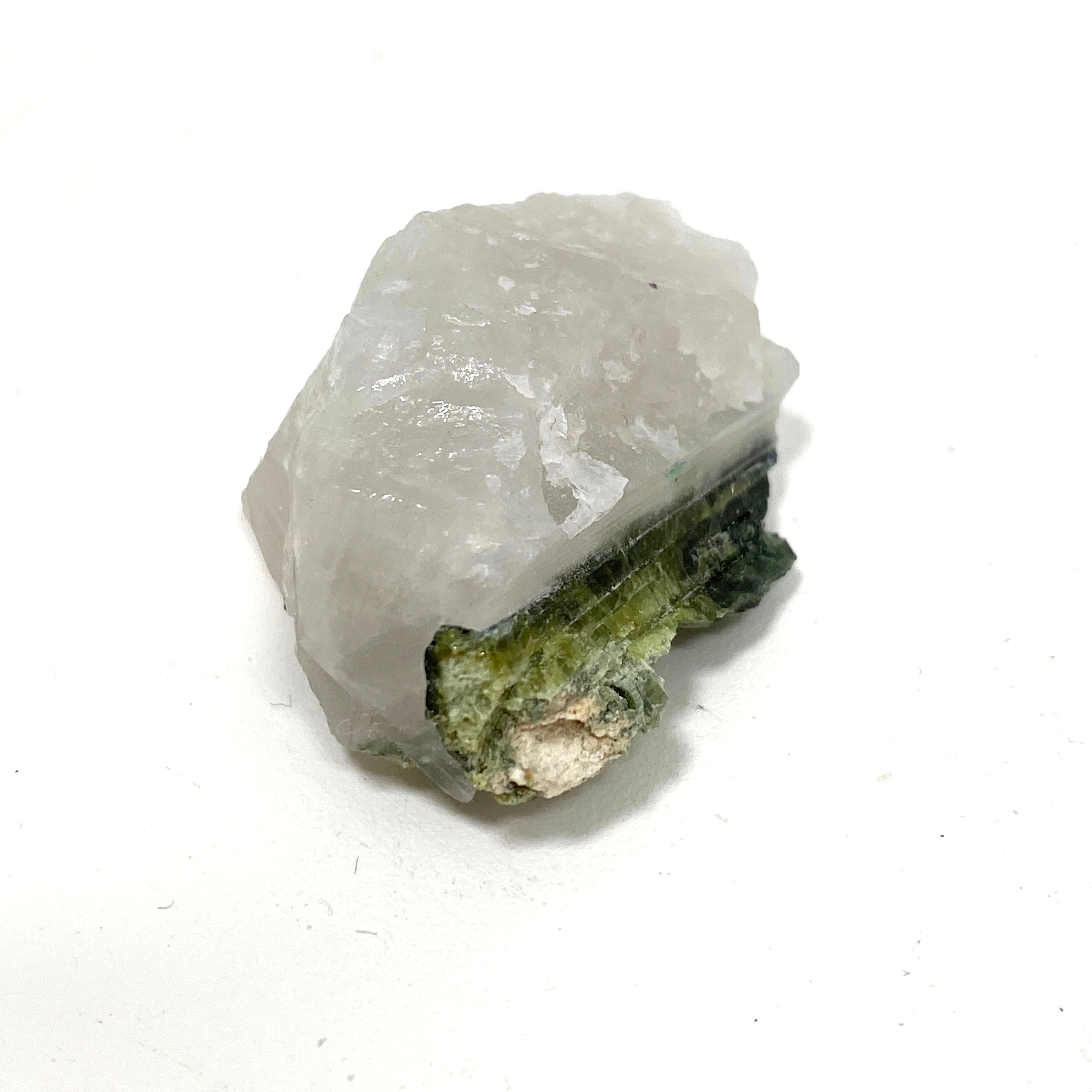 Natural Green Tourmaline on Quartz Crystal Specimen - GTQ05 | Healing Stone for Meditation, Reiki & Home Decor