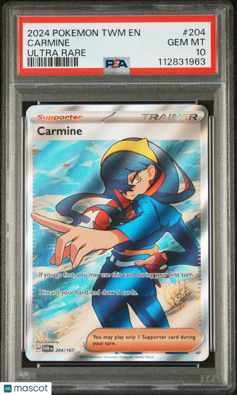 2024 Pokemon TCG Twilight Masquerade Carmine Ultra Rare PSA 10 204/167 - Collectible Trading Card Game for Investors & Players - Perfect for Grading, Tournaments & Display Cases