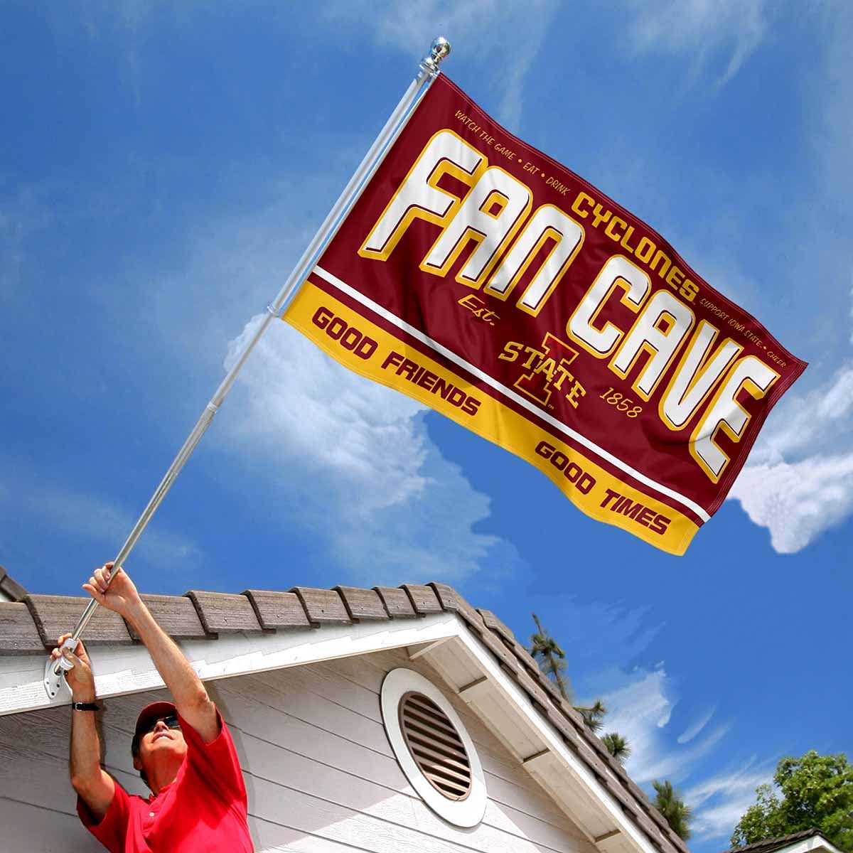 Iowa State Cyclones Fan Man Cave Banner Flag - College Football Decor for Game Room, Tailgate Party & Sports Bar - ISU Cyclones Team Spirit Accessories