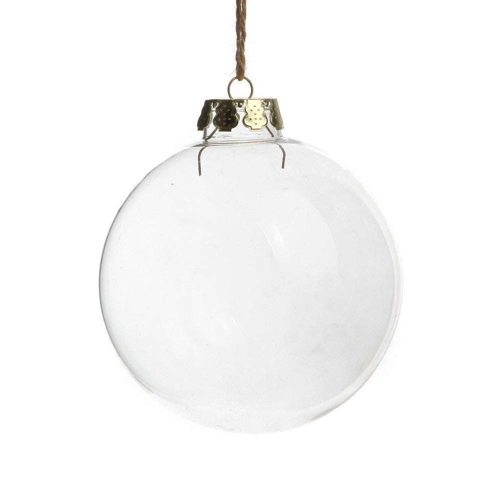 10 Pack Clear Glass Baubles 10cm Diameter with Silver Caps - Christmas Tree Ornaments, Table Centerpieces, DIY Craft Gifts for Holiday Decorations & Memory Keepsakes