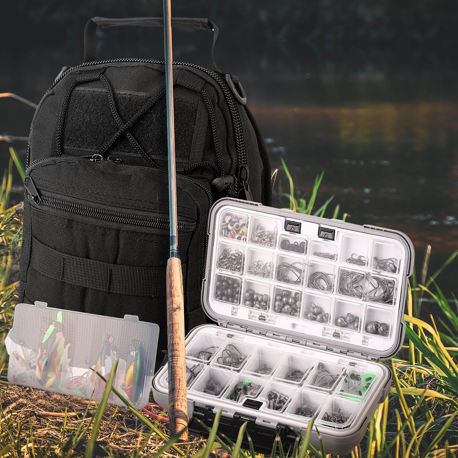 482 Pcs Fishing Accessories Kit for Adults - Complete Tackle Box with Lures, Hooks, Sinkers & Tools - Perfect Fishing Gift for Men & Women - Ideal for Freshwater, Saltwater & Ice Fishing Adventures
