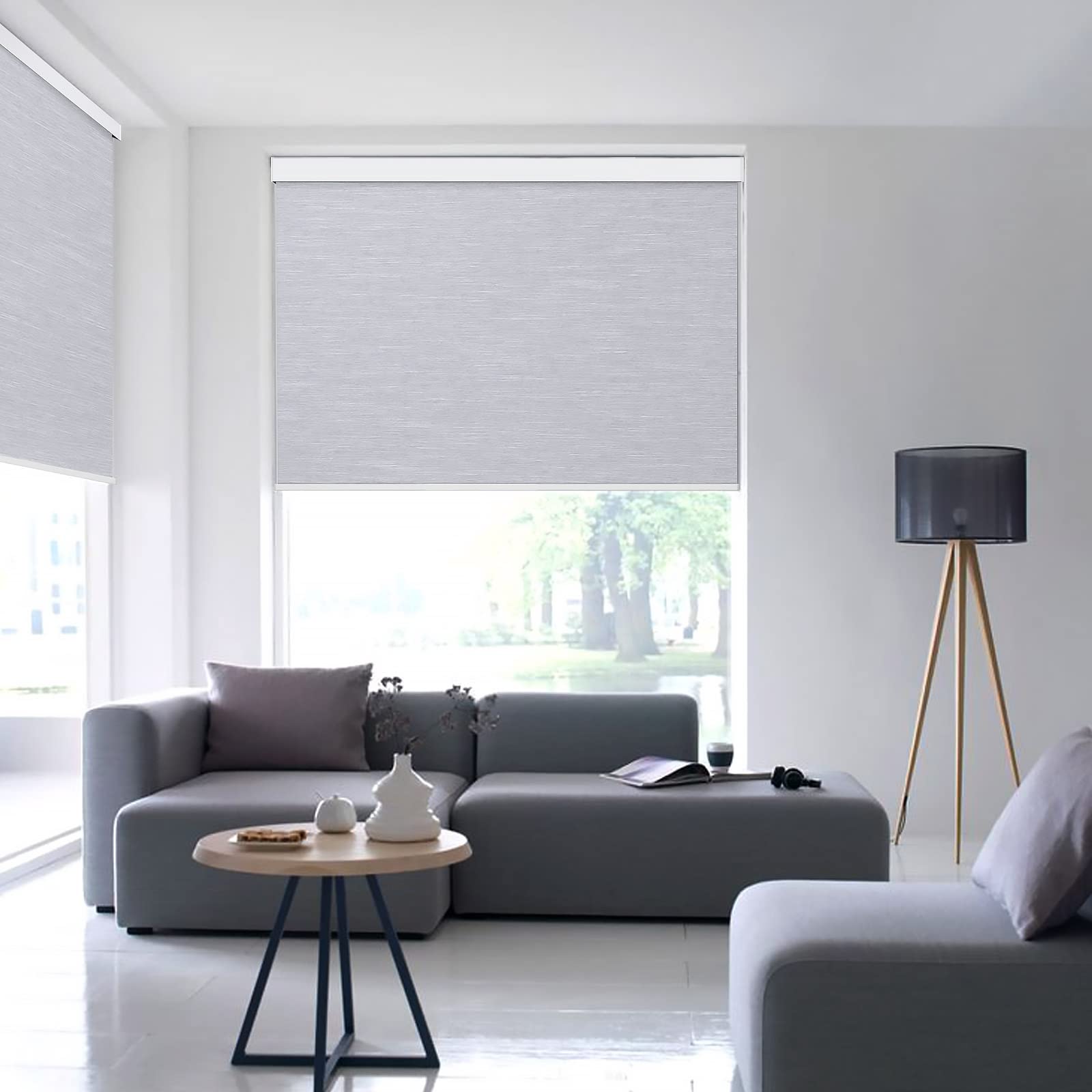 Custom Cordless Blackout Shades - Light Blue Waterproof Roller Blinds for Windows (20-90 Inches Wide) | Perfect for Bedrooms, Kids' Rooms & Office Privacy | Noise Reduction & Light Blocking Window Treatment