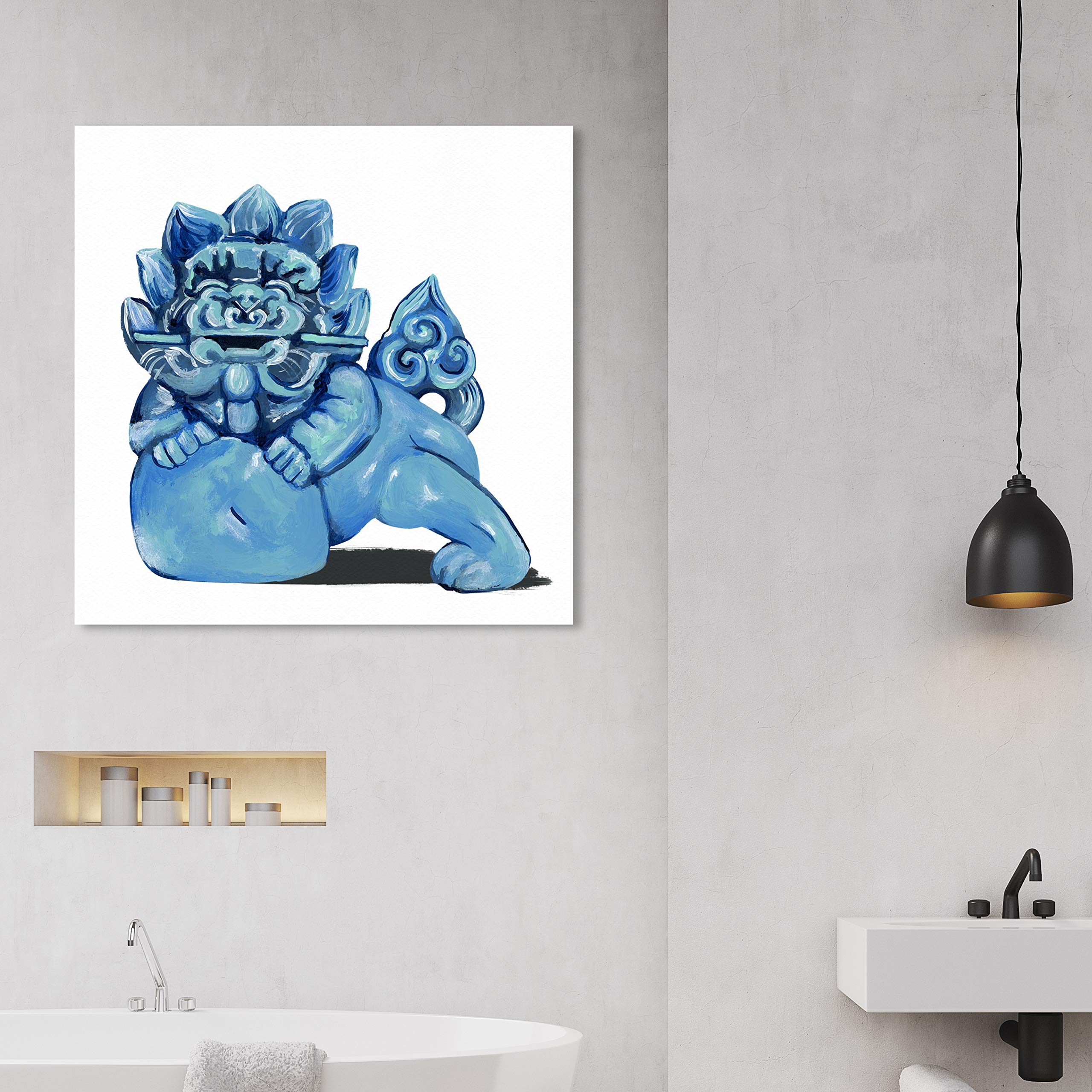 Oliver Gal Artist Co. 'Foo Dog' World & Countries Wall Art Canvas Print - Blue & White Home Decor (30