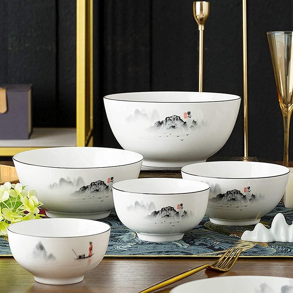 Premium 18-Piece Black and White Porcelain Dinnerware Set for 4/6/12 People - Elegant Plates & Bowls for Formal Dining, Restaurant, or Special Occasions