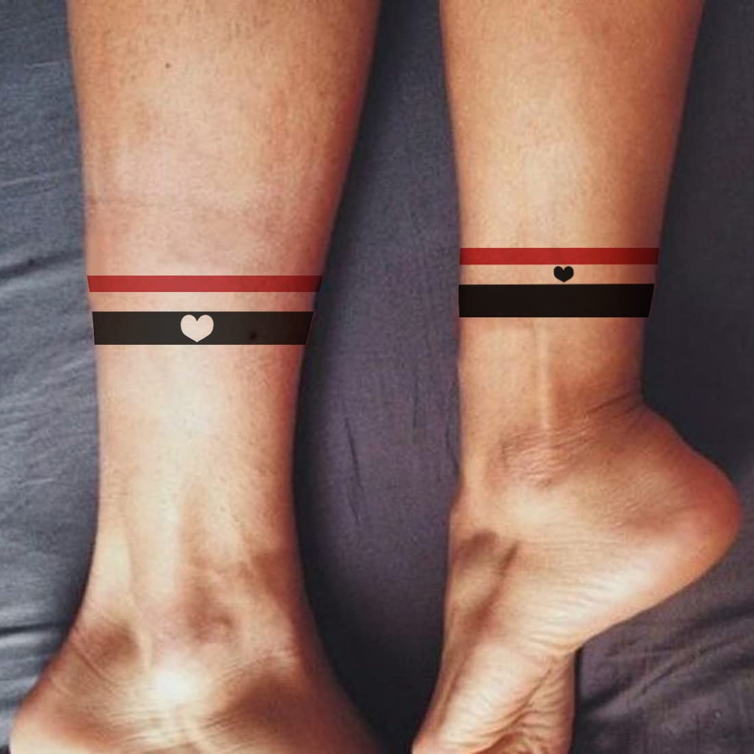Waterproof Temporary Tattoo for Men & Women - Black & Red Border Line Full Hand Band Round Body Art | Perfect for Parties, Halloween, Cosplay & Festivals