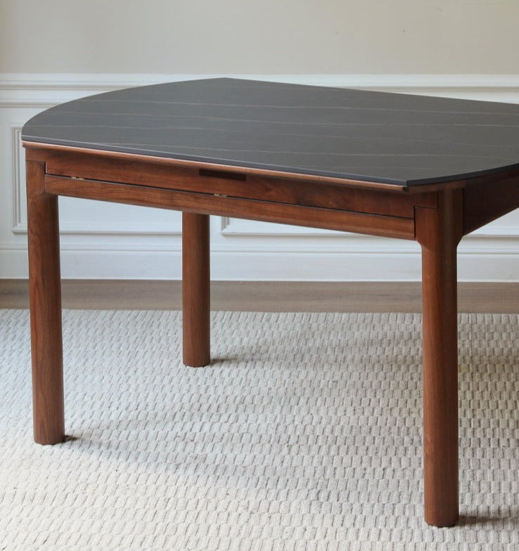 Premium Black Walnut Solid Wood Folding Round Dining Table - Handcrafted Natural Wood Table for Kitchen, Dining Room, Small Space & Outdoor Entertaining