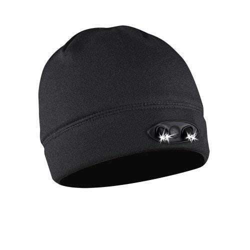 Powercap LED Beanie Cap - Hands Free Headlamp Hat with Built-in Light, Black Fleece Winter Hat for Outdoor Activities, Camping, Hiking, and Night Running