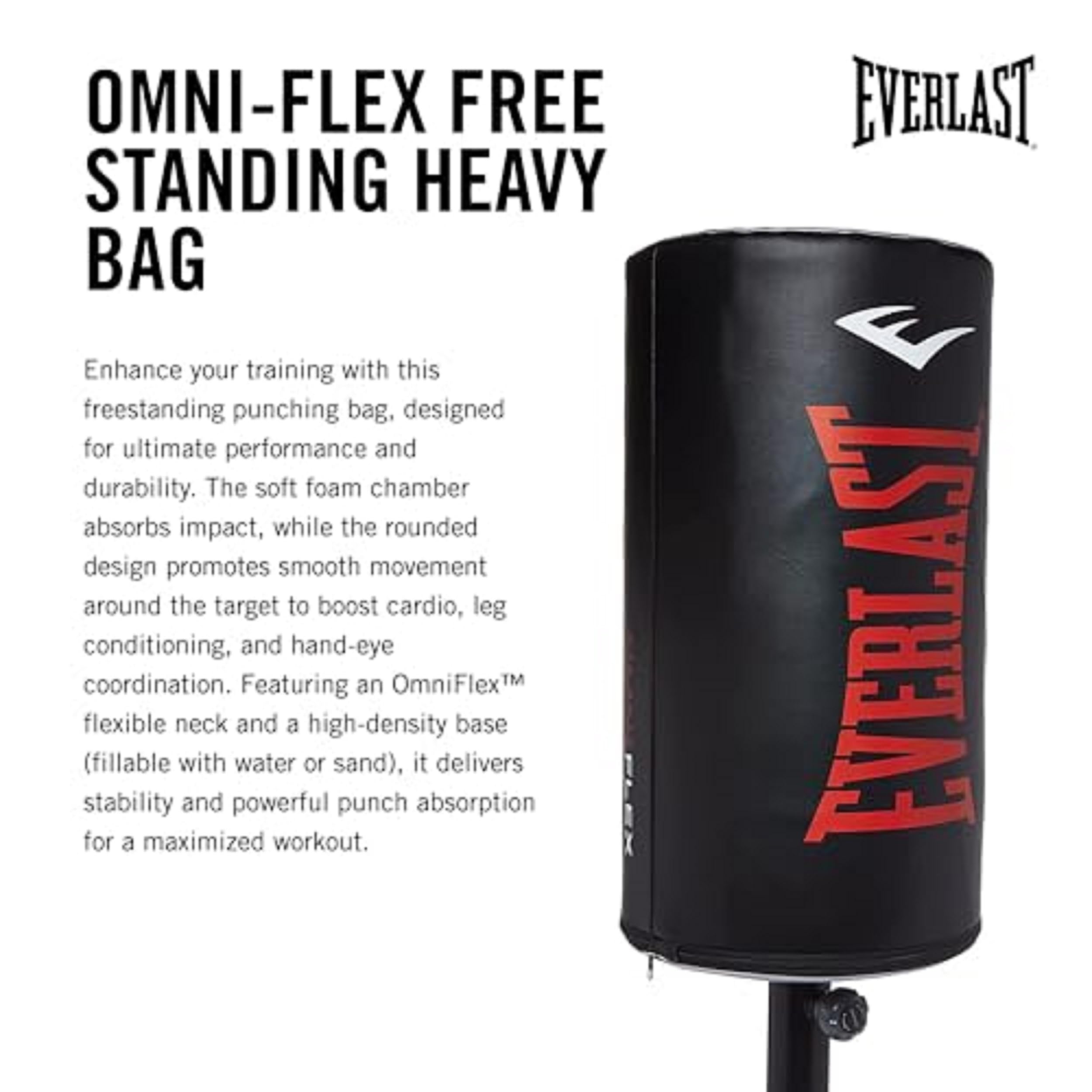 Everlast Free Standing Punching Bag - Heavy Duty Fitness Training Heavy Bag for Indoor & Home Gym Workouts | Boxing, MMA, Kickboxing & Cardio Training