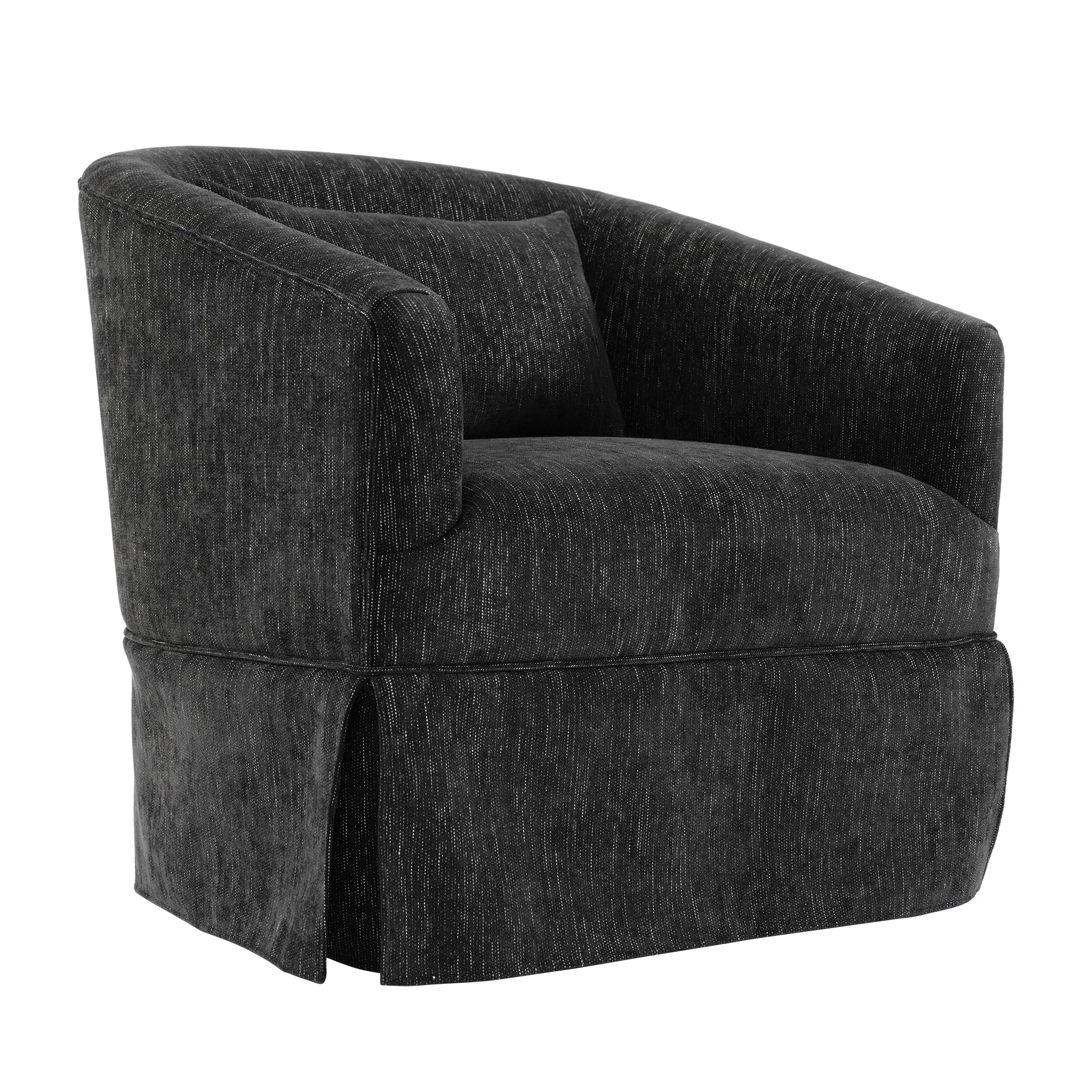 360 Degree Swivel Accent Barrel Chair - Modern Upholstered Single Sofa Armchair with Pillow for Living Room, Bedroom, Office & Nursery | Cozy Leisure Club Reading Chair for Relaxing, Working & Studying (Black)