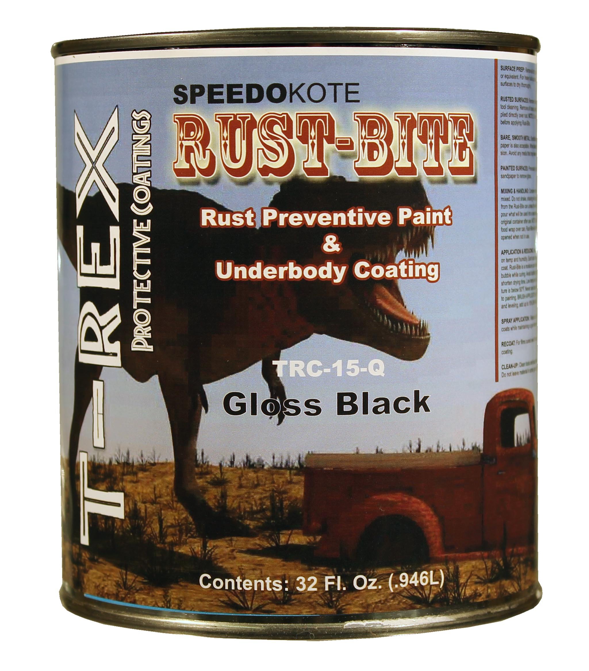 Rust-Bite Underbody Paint - Gloss Black, 1 Quart (TRC-15-Q) | Stops Rust & Protects Vehicle Undercarriage | Ideal for Trucks, SUVs & Off-Road Vehicles
