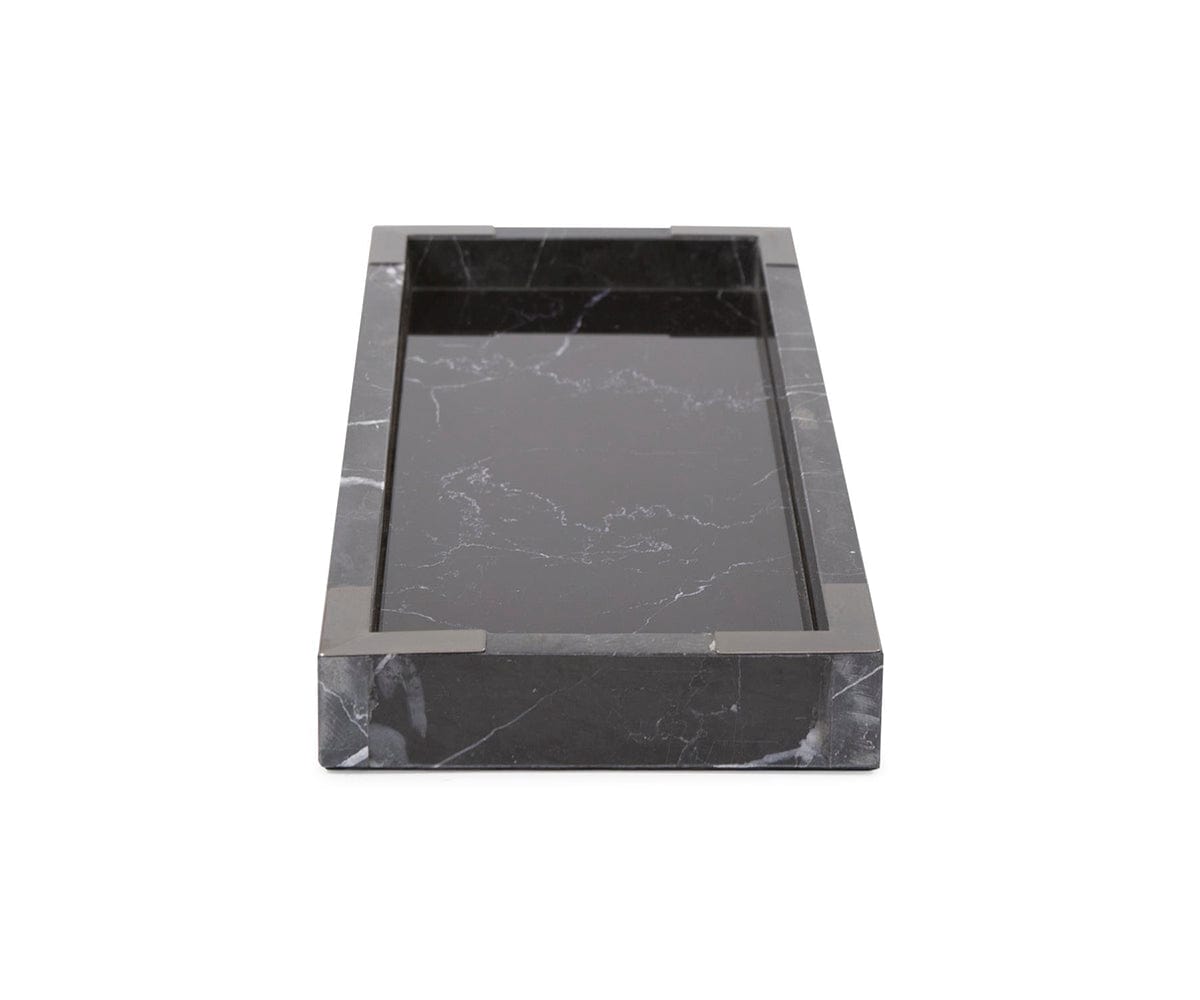 Elegant Black Mirrored Marble Tray - Decorative Serving Tray for Jewelry, Perfume & Home Decor | Perfect for Vanity, Bathroom & Gift Giving