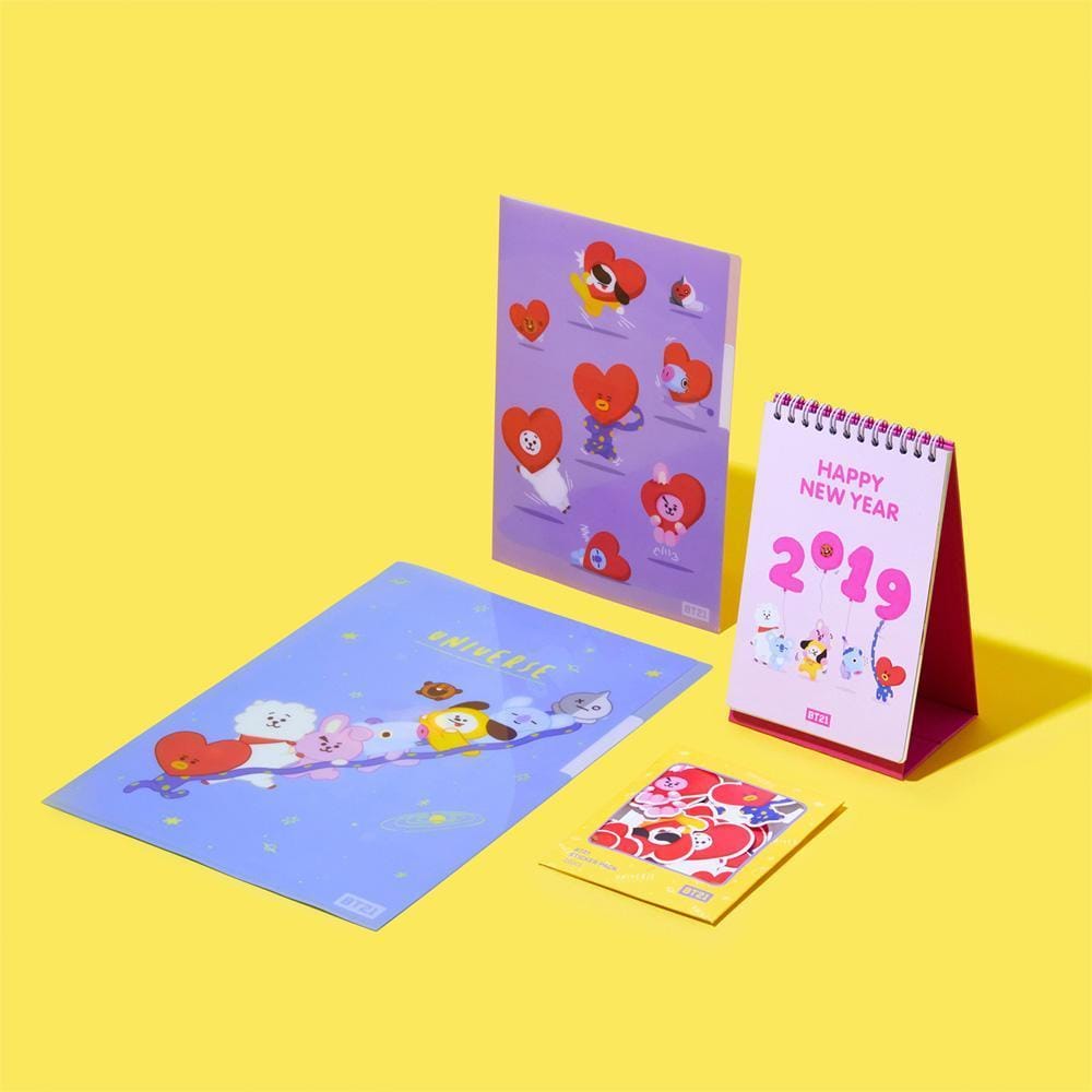 BT21 2024 Desk Calendar Set - Cute Korean Character Planner for Office, School & Home Organization | Perfect Gift for BTS Fans & K-Pop Lovers