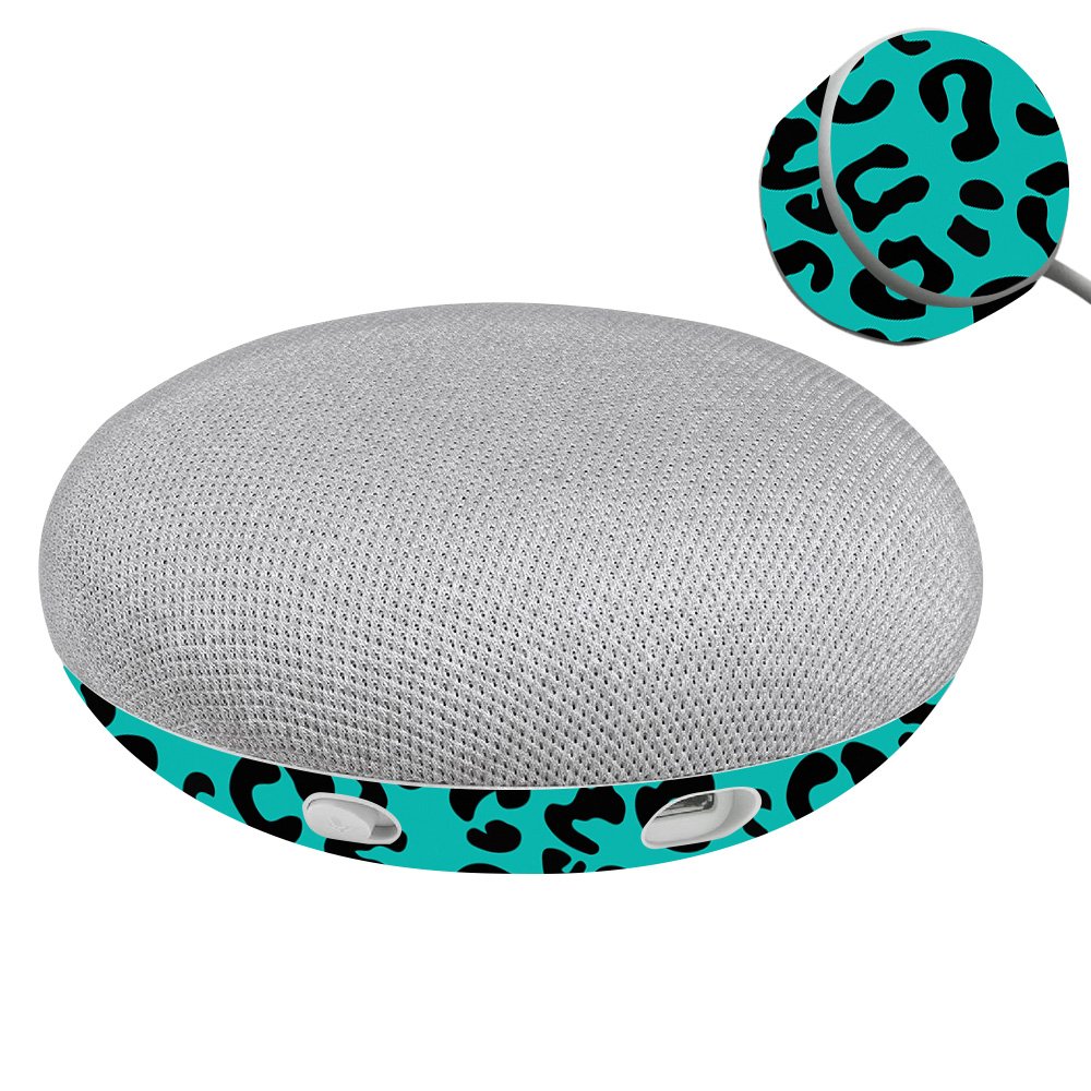 MightySkins Vinyl Decal Wrap Cover for Google Home Mini - Teal Leopard Design | Protective & Durable Skin | Easy to Apply & Remove | Made in USA | Perfect for Home & Office Decor