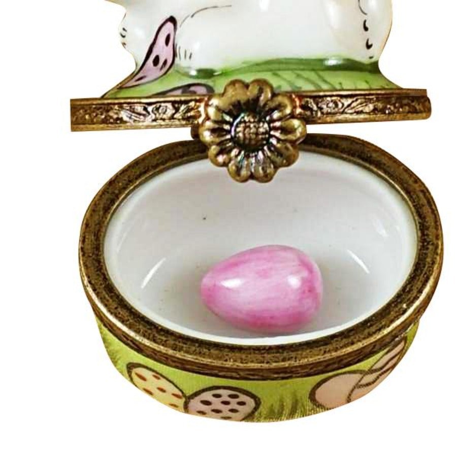 Easter Rabbit with Eggs Limoges Porcelain Figurine - Perfect for Easter Decorations, Gift Giving & Collectibles