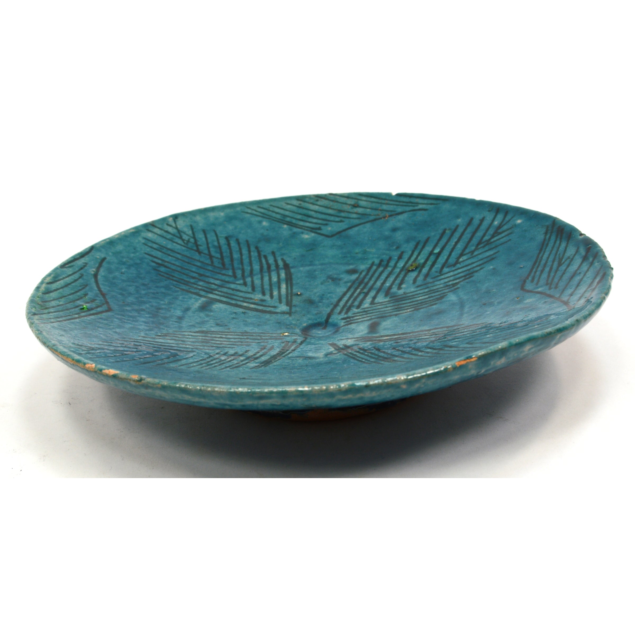 Antique Persian Glazed Pottery Plate - 6 13/16 Inch Turquoise Ceramic Dish, 12th-14th Century - Perfect for Home Decor, Collectibles & Gift Giving
