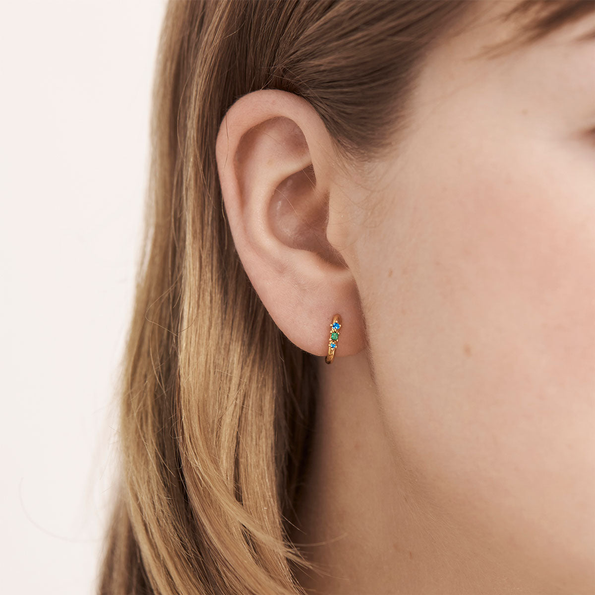Seraphic Blue Huggies Gold Earrings - Elegant Dainty Jewelry for Women, Perfect for Weddings, Parties & Everyday Wear