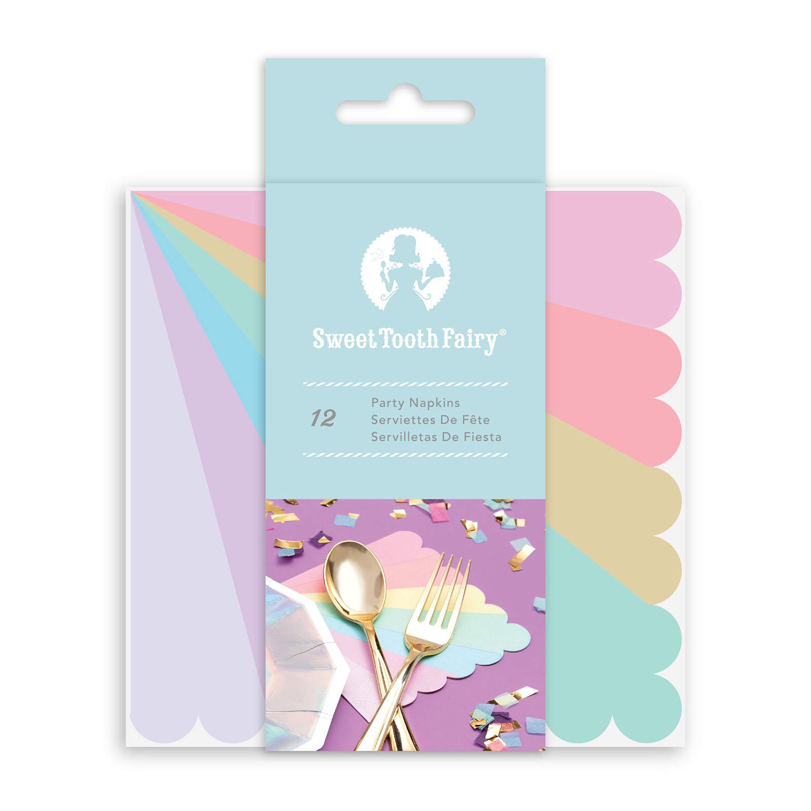 Sweet Tooth Fairy Rainbow Napkins - Colorful Party Napkins for Birthday, Baby Shower & Celebration - 20 Count Disposable Paper Napkins