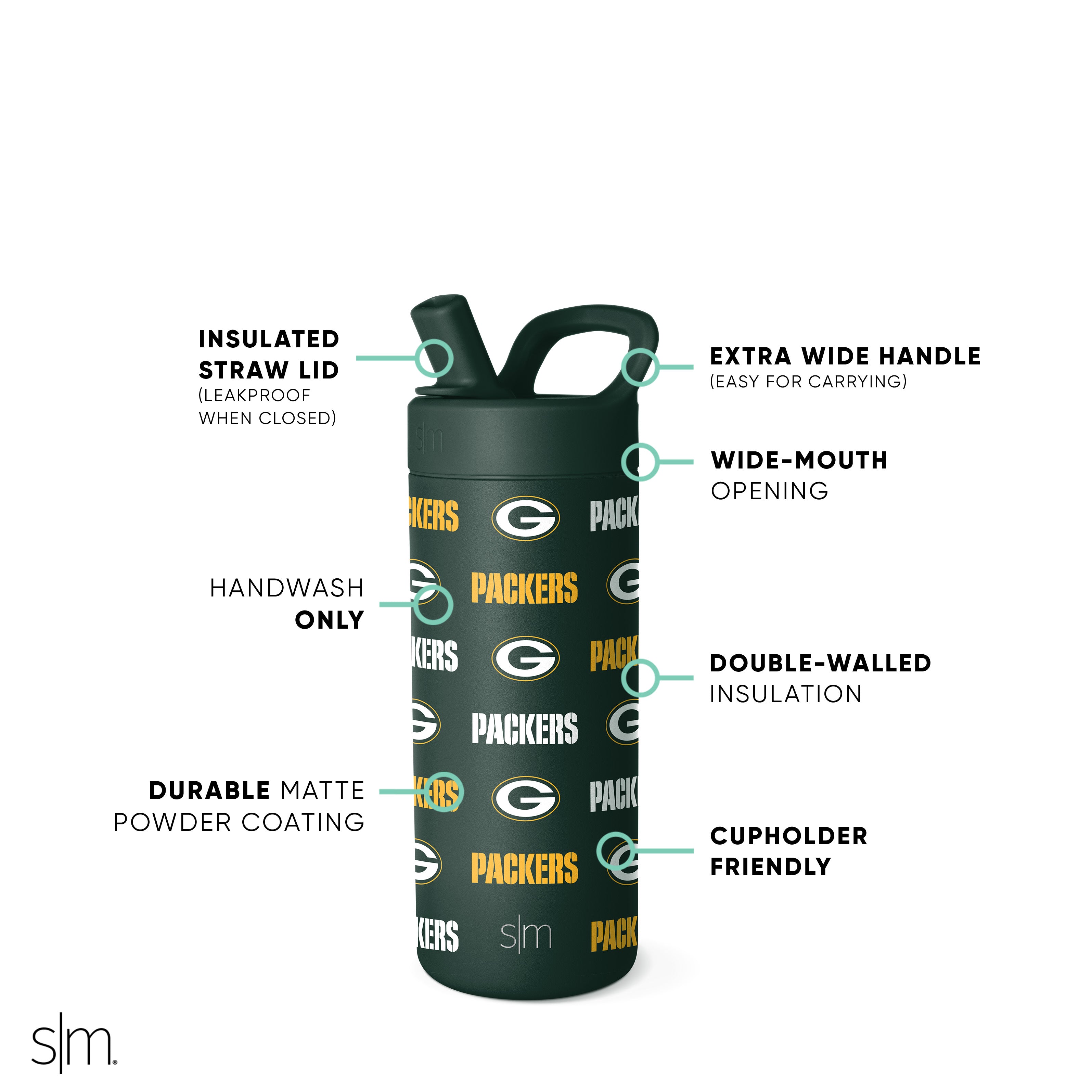 NFL Team Logo Insulated Stainless Steel Tumbler with Manual Straw Lid - Perfect for Game Day, Office, and Outdoor Activities