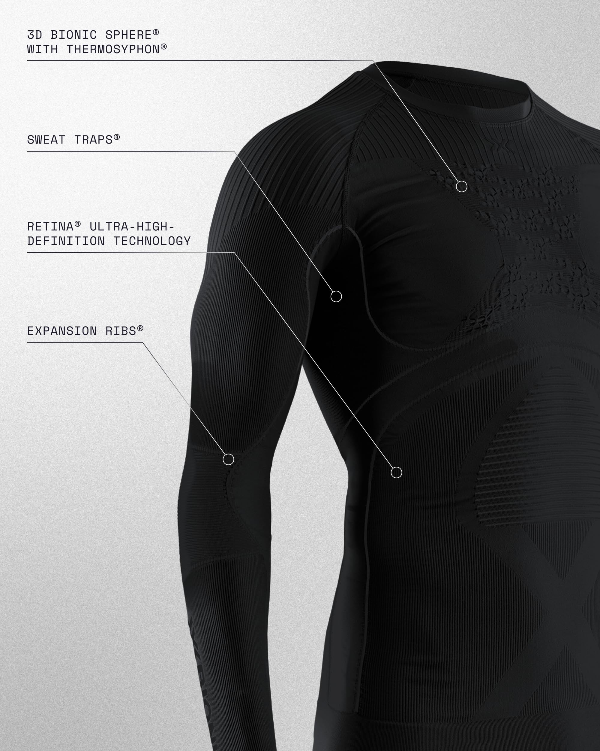 X-Bionic Men's Energy Accumulator 4.0 Performance Shirt - Moisture Wicking Long Sleeve Baselayer for Running, Hiking & Outdoor Sports