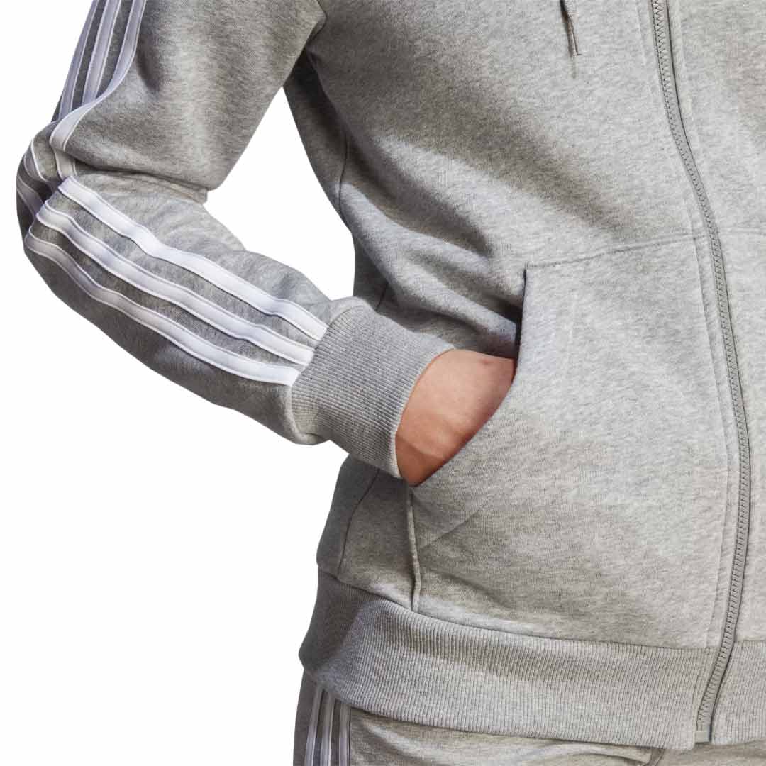 adidas Women's Essentials 3 Stripes Full Zip Fleece Hoodie - Soft Warm Winter Jacket for Casual Wear, Gym & Outdoor Activities (IM0236)