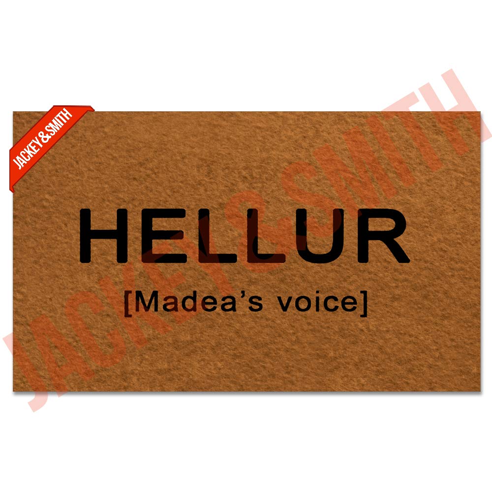 Funny Welcome Doormat 'Hellur' - Non-Slip Entrance Rug with Madea's Voice (30x18 Inch) - Perfect for Front Door, Porch, Balcony & Home Decor