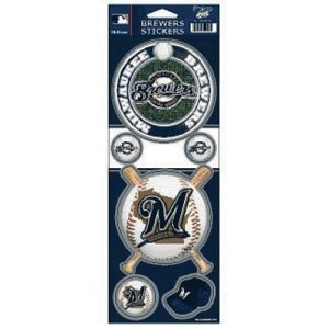 Wincraft MLB Milwaukee Brewers Prismatic Stickers - Official Team Colors, One Size - Perfect for Laptops, Water Bottles & Fan Collections
