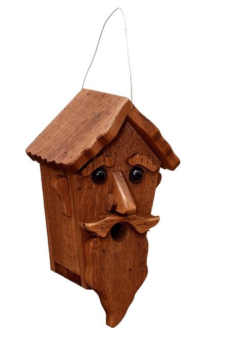 Rustic Wizard Birdhouse - Handmade Amish Mushroom Wood House for Garden Decor & Outdoor Bird Watching