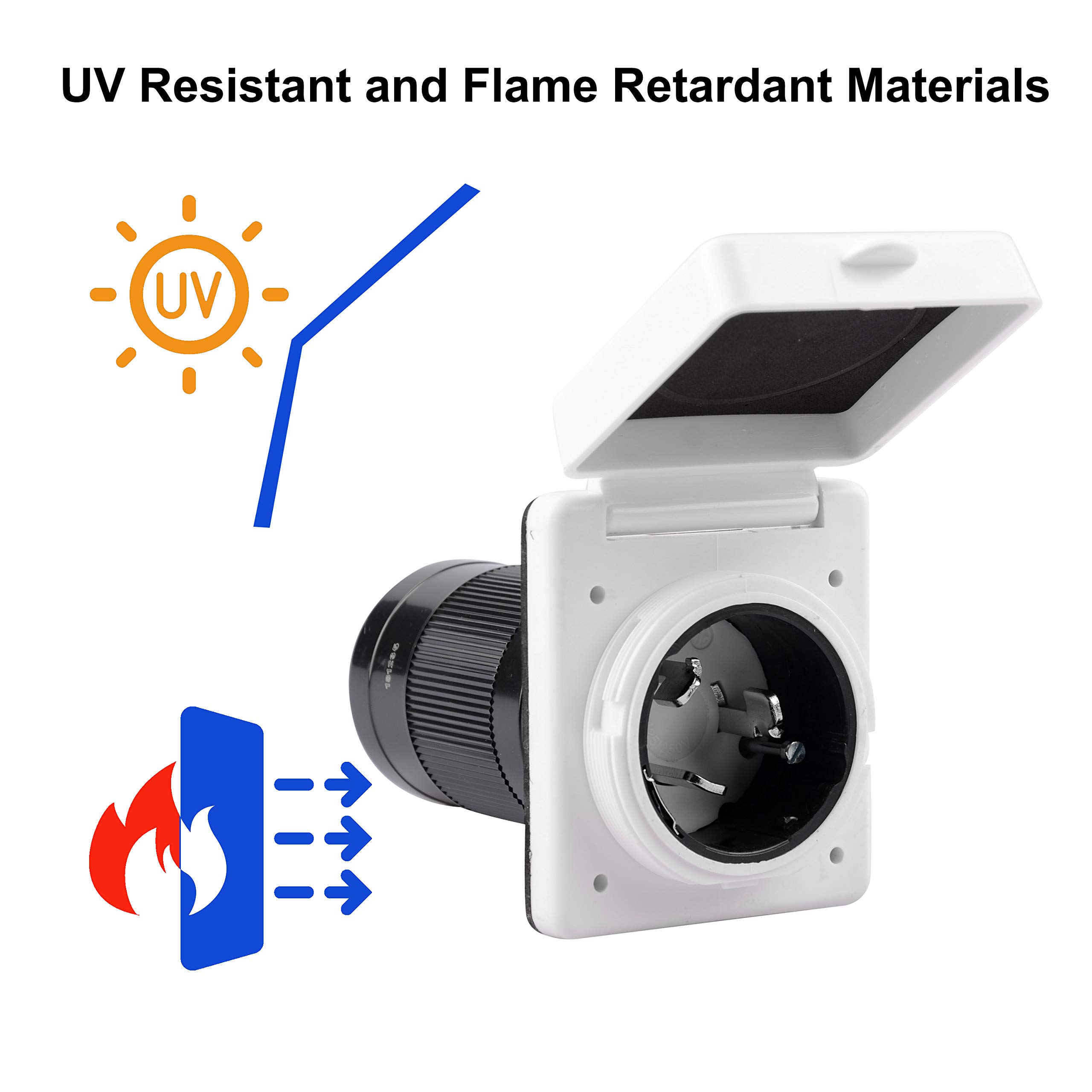 RVGUARD 50 Amp 125/250V Marine Power Inlet Male Socket - Waterproof Electrical Connector for RV, Boat, Trailer & Camper - Perfect for Shore Power Hookups at Campgrounds & Marinas