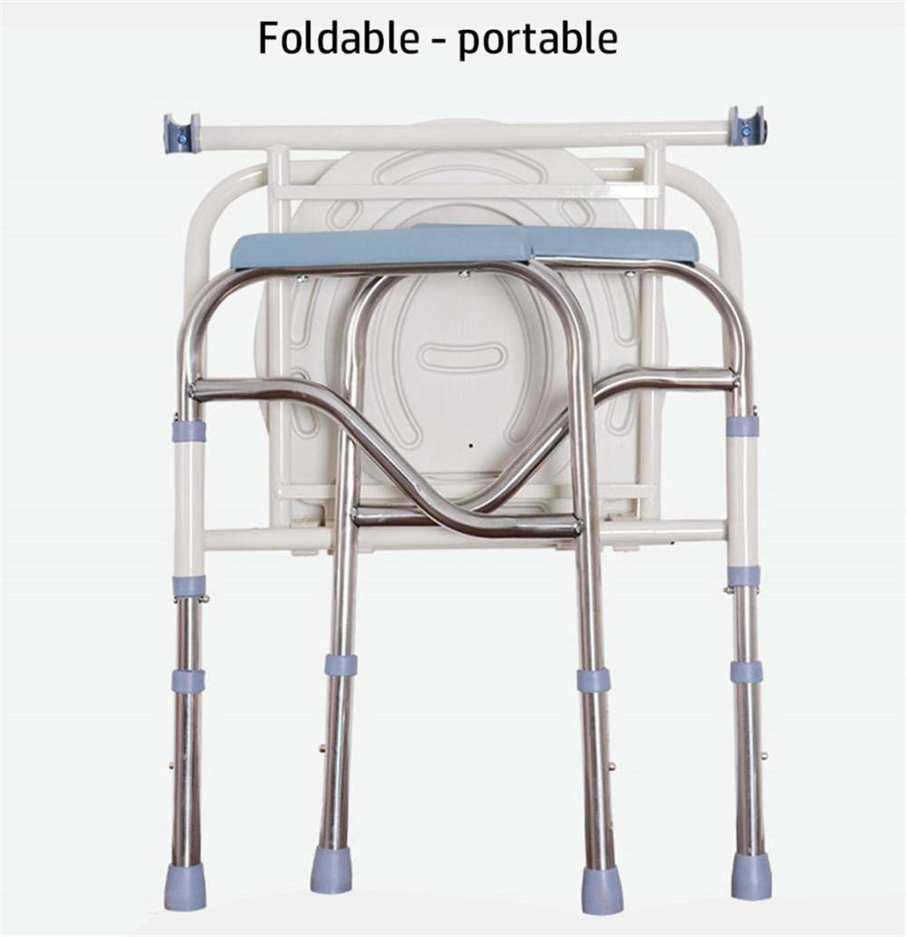 Adjustable Folding Bedside Commode Chair - Stainless Steel Elderly Toilet Seat with Removable Bucket - Height Adjustable Toilet Stool for Seniors, Pregnant Women & Disabled - Ideal for Home Care, Hospital & Mobility Assistance